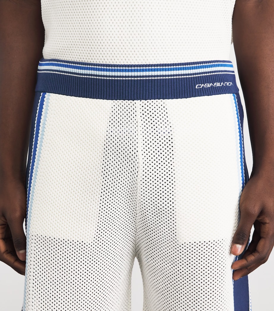 Casablanca Mens Mesh Stripe Sweat Shorts White / Blue Image 3