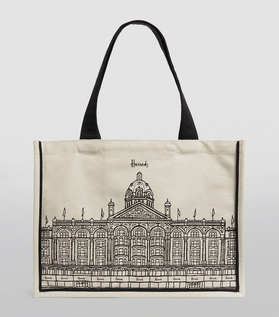 Large Harrods Outline Tote Bag IVORY Image 4