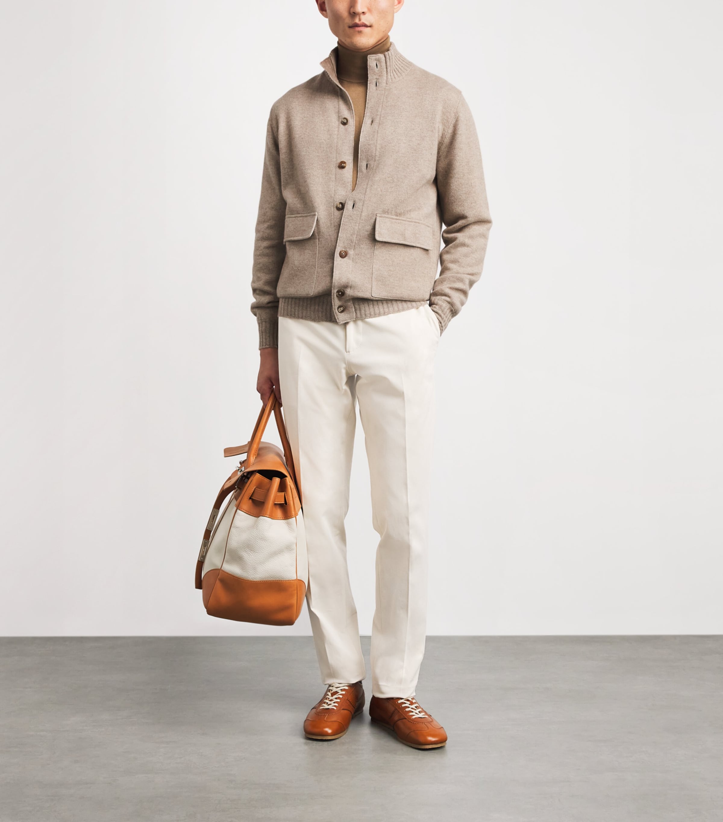 Fioroni Cashmere Mens Cashmere Knitted Bomber Jacket Image 2