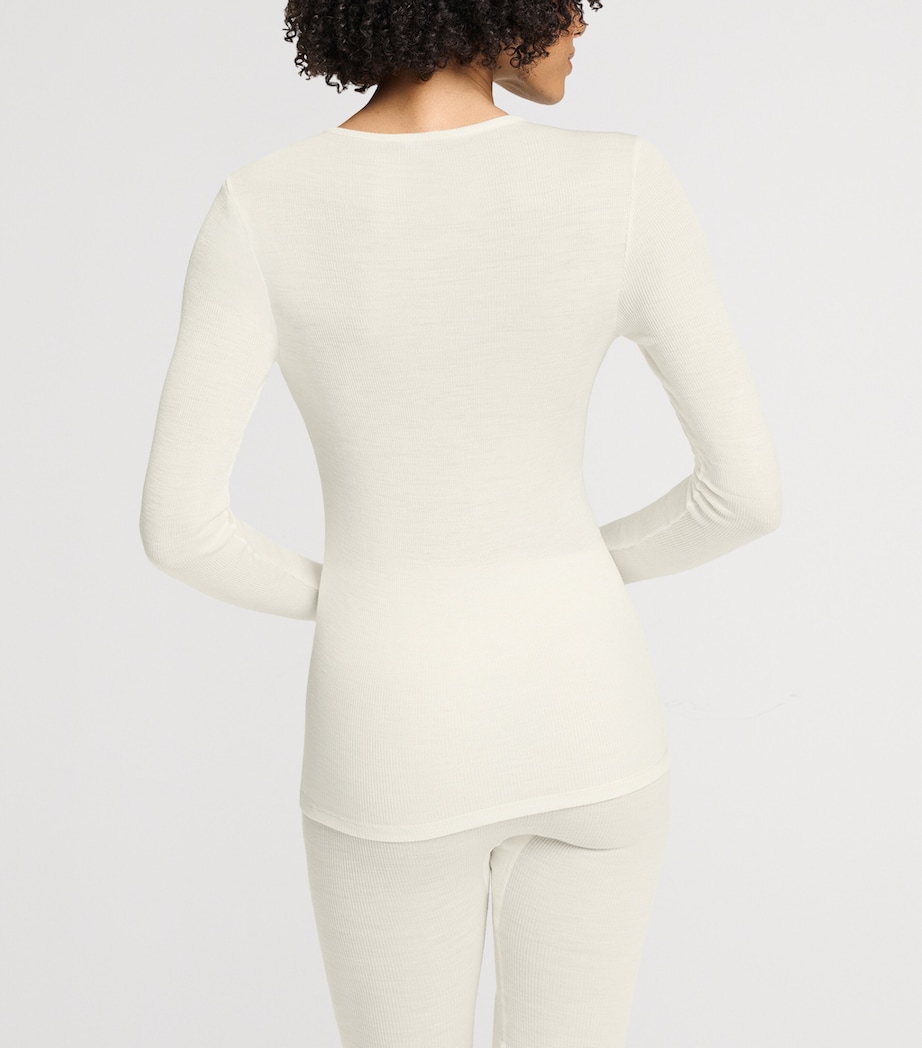 Hanro Womens Wool-Silk Long-Sleeve T-Shirt Misty White Image 5