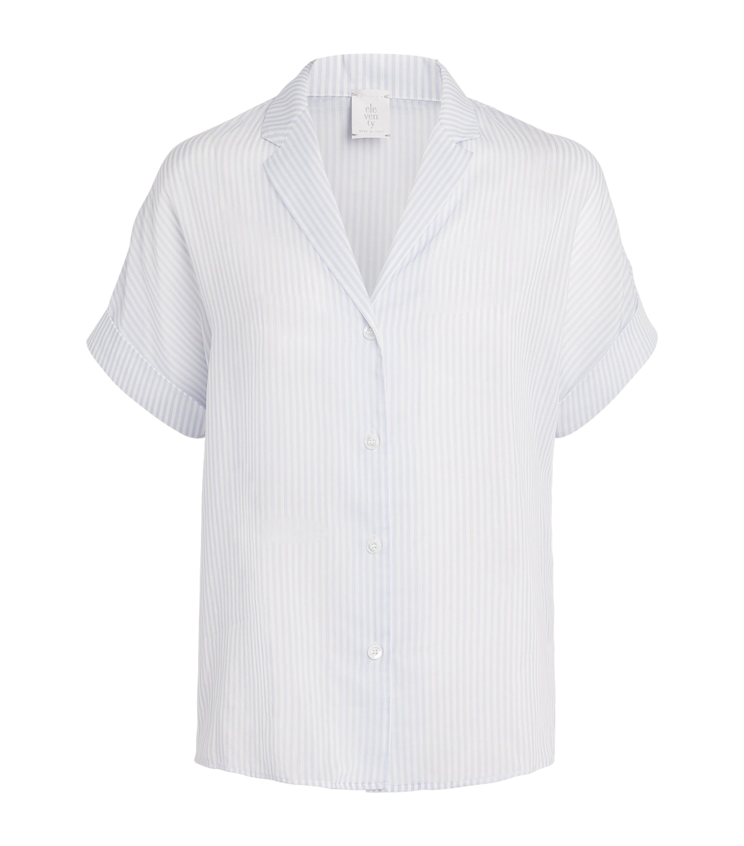 Eleventy Womens Cotton-Silk Striped Shirt Nuvola Image 1