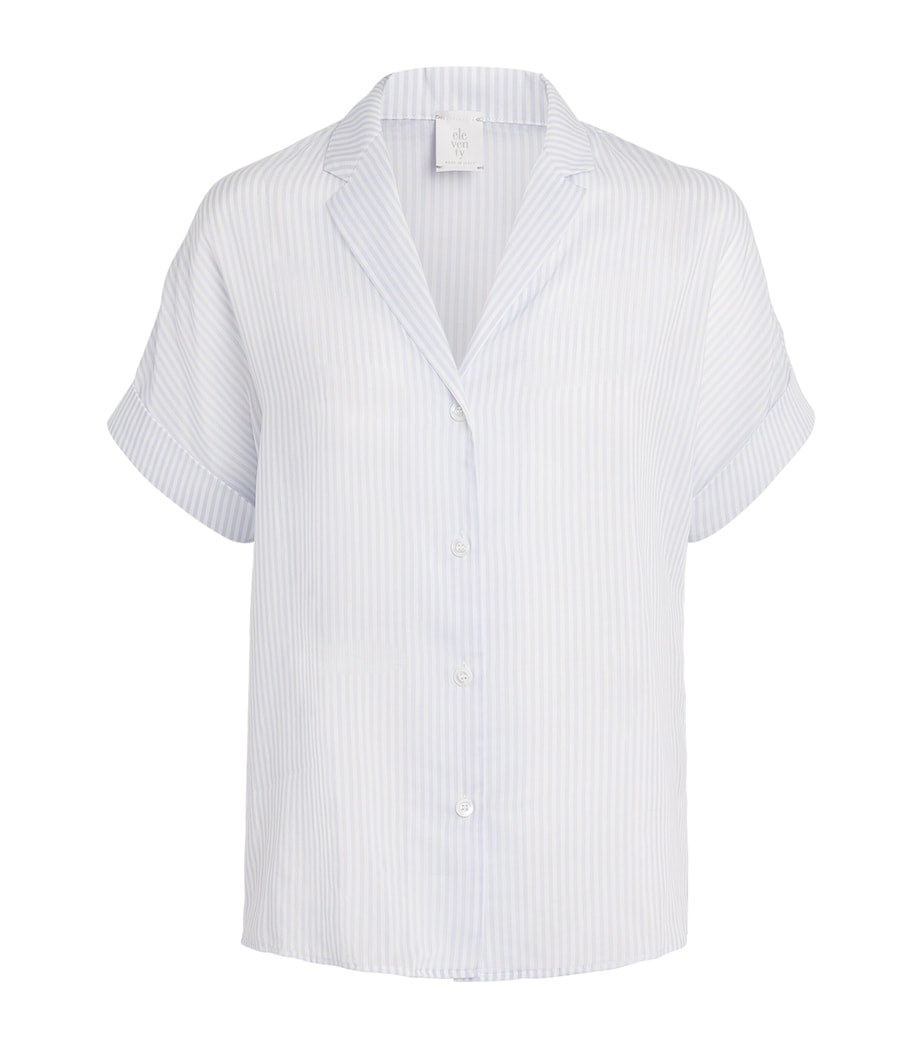 Eleventy Womens Cotton-Silk Striped Shirt Nuvola Image 1