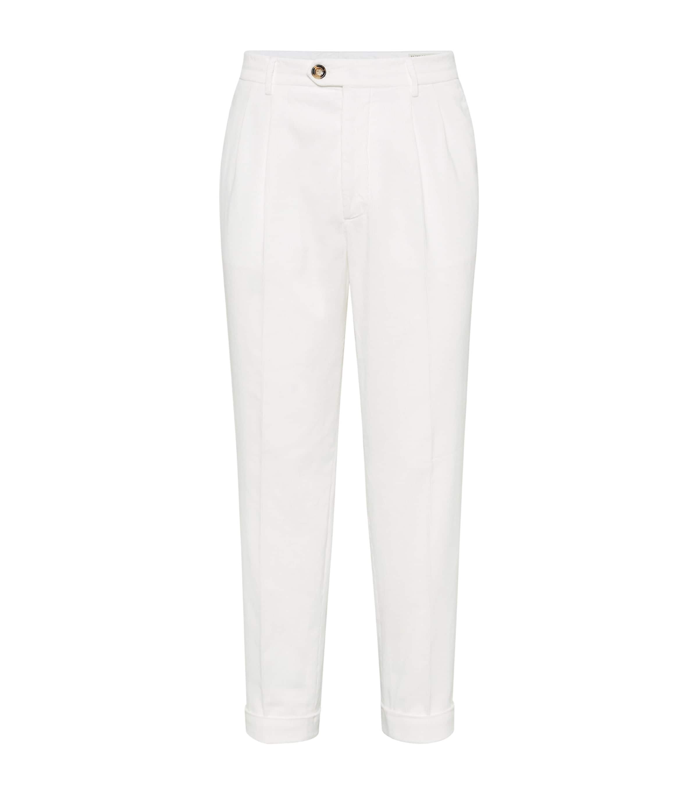 Brunello Cucinelli Pleat-front Cotton Trousers In White