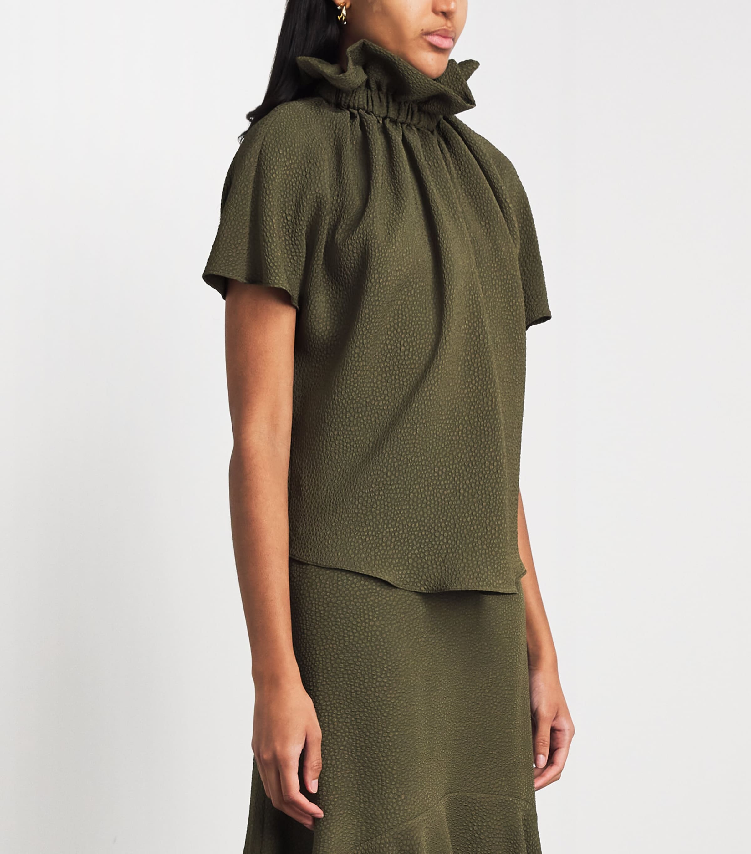 Edeline Lee Womens Ruff Blouse Agr Amber Green Image 4