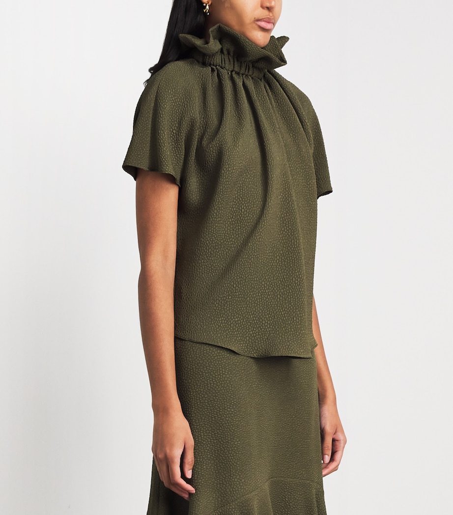 Edeline Lee Womens Ruff Blouse Agr Amber Green Image 4