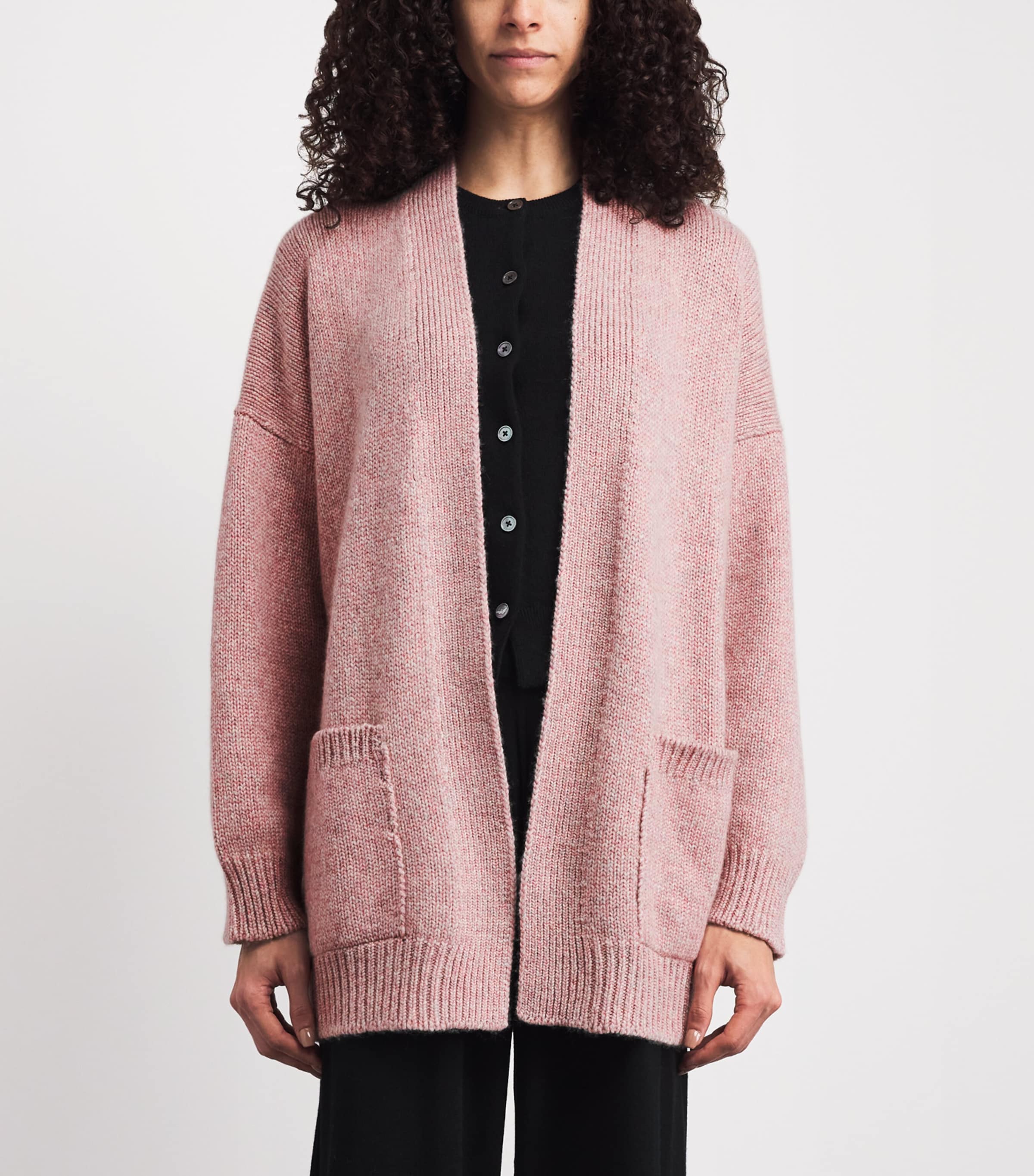 Johnstons Of Elgin Womens Cashmere-Cotton Slouch Cardigan Sea Coral Image 4