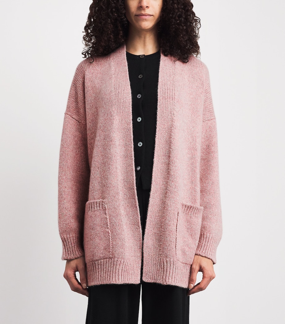 Johnstons Of Elgin Womens Cashmere-Cotton Slouch Cardigan Sea Coral Image 4