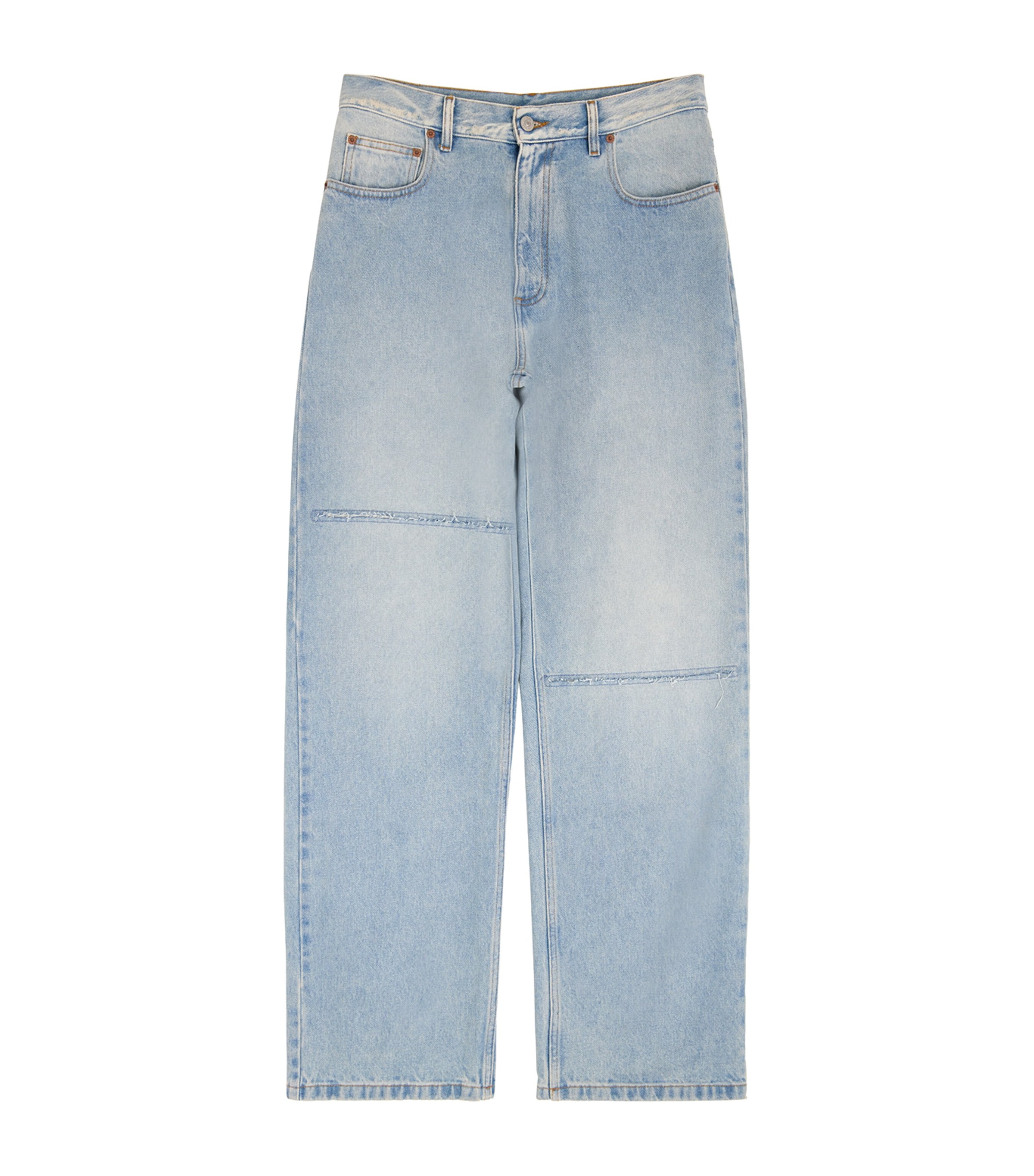 Mm6 Maison Margiela Distressed Straight Jeans In Blue