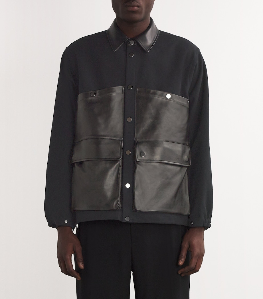 Helmut Lang Mens Leather-Trim Hunting Jacket Black Image 3