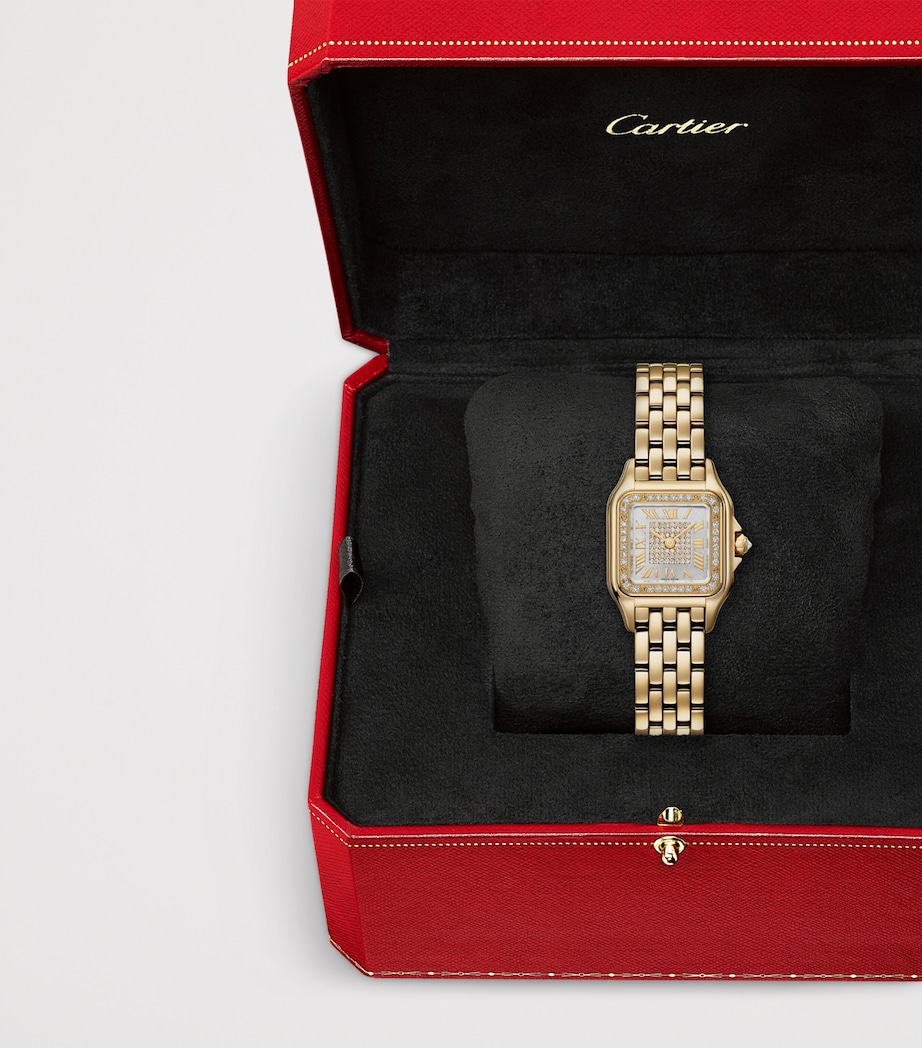 Small Yellow Gold and Diamonds Panthère de Cartier Watch 23mm SILVERED Image 8