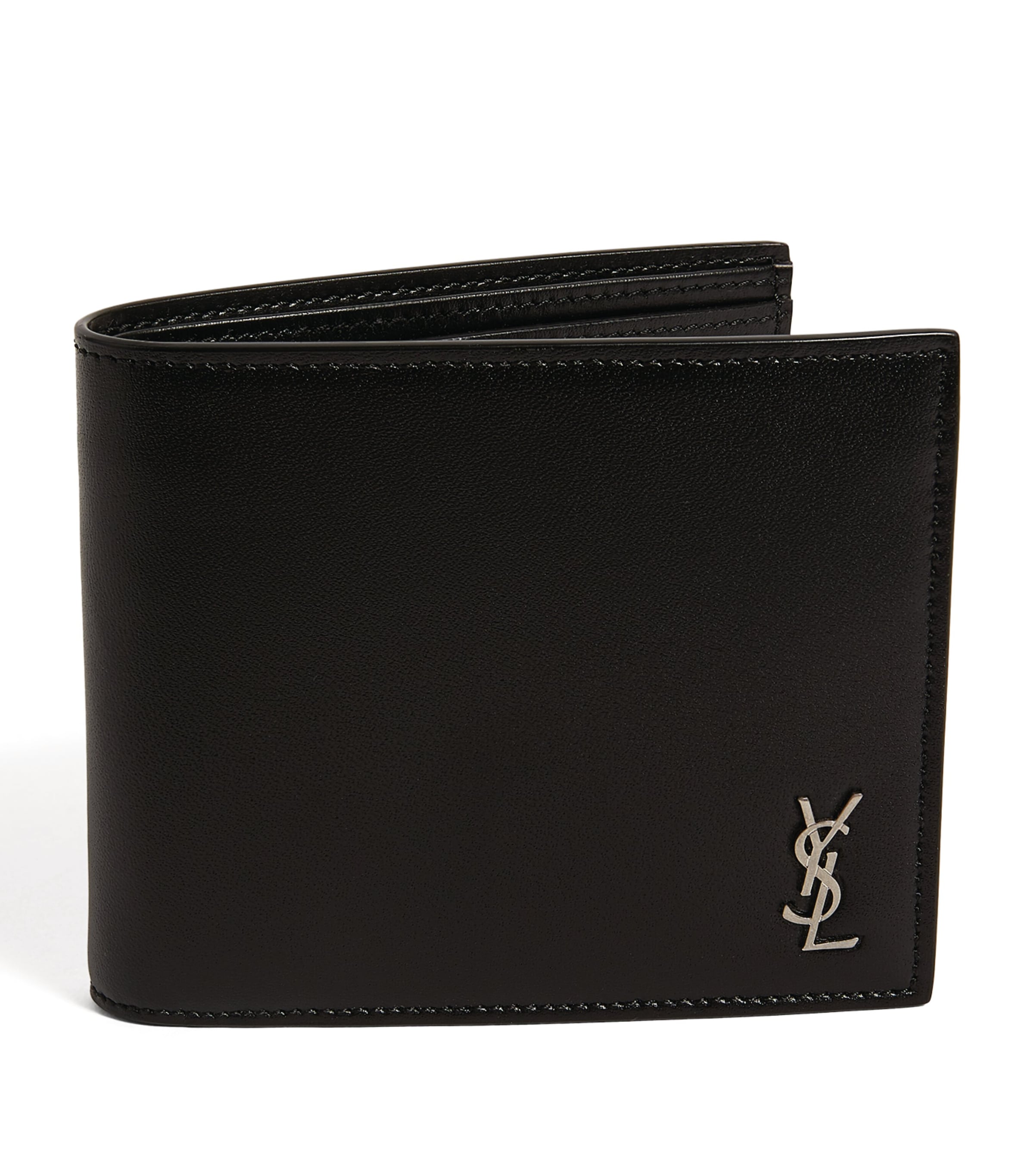 Saint Laurent Leather Monogram East/west Wallet In Black