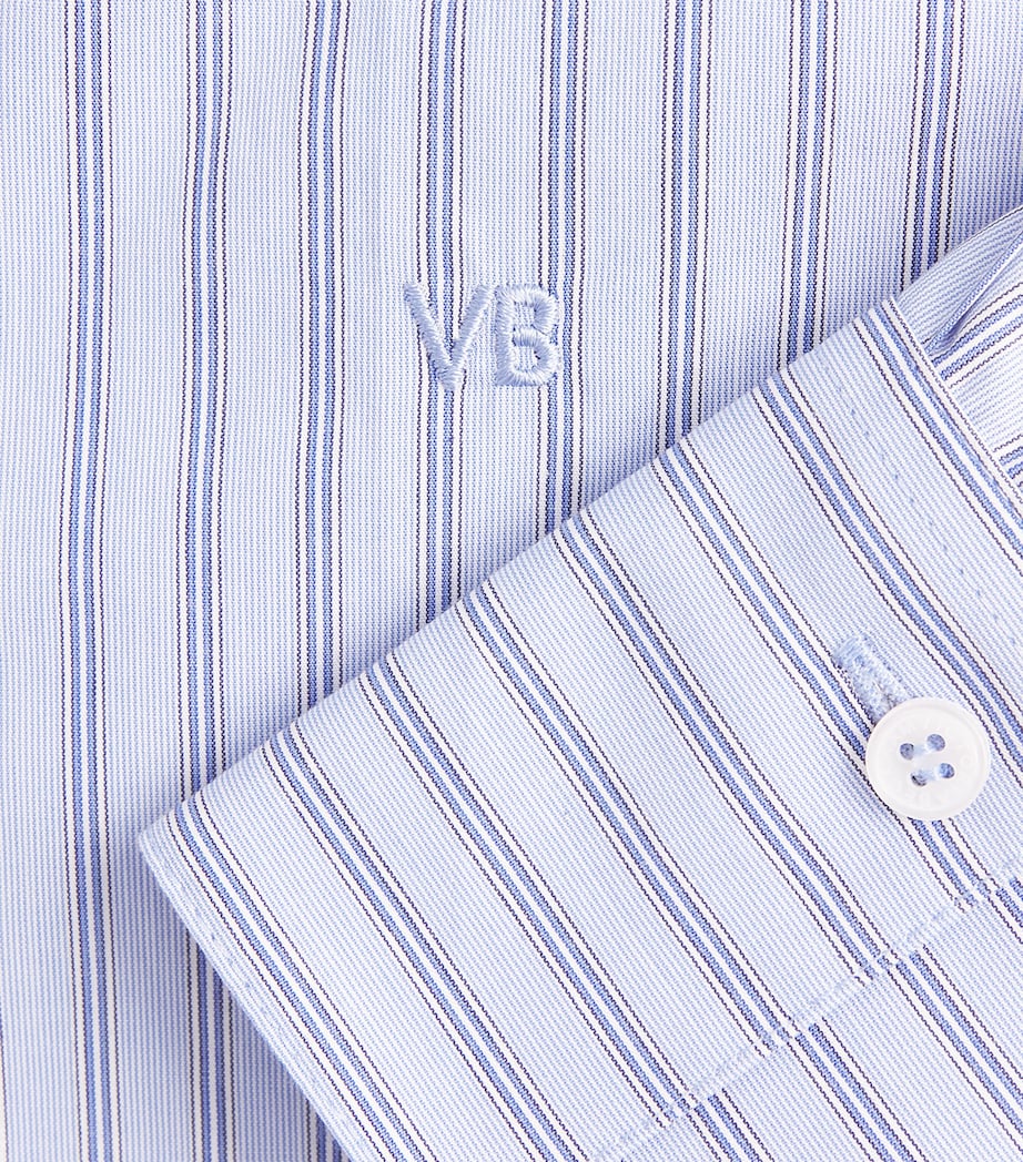Victoria Beckham Womens Cotton Stripe Cropped Ellys Shirt Blue / Multi Image 6