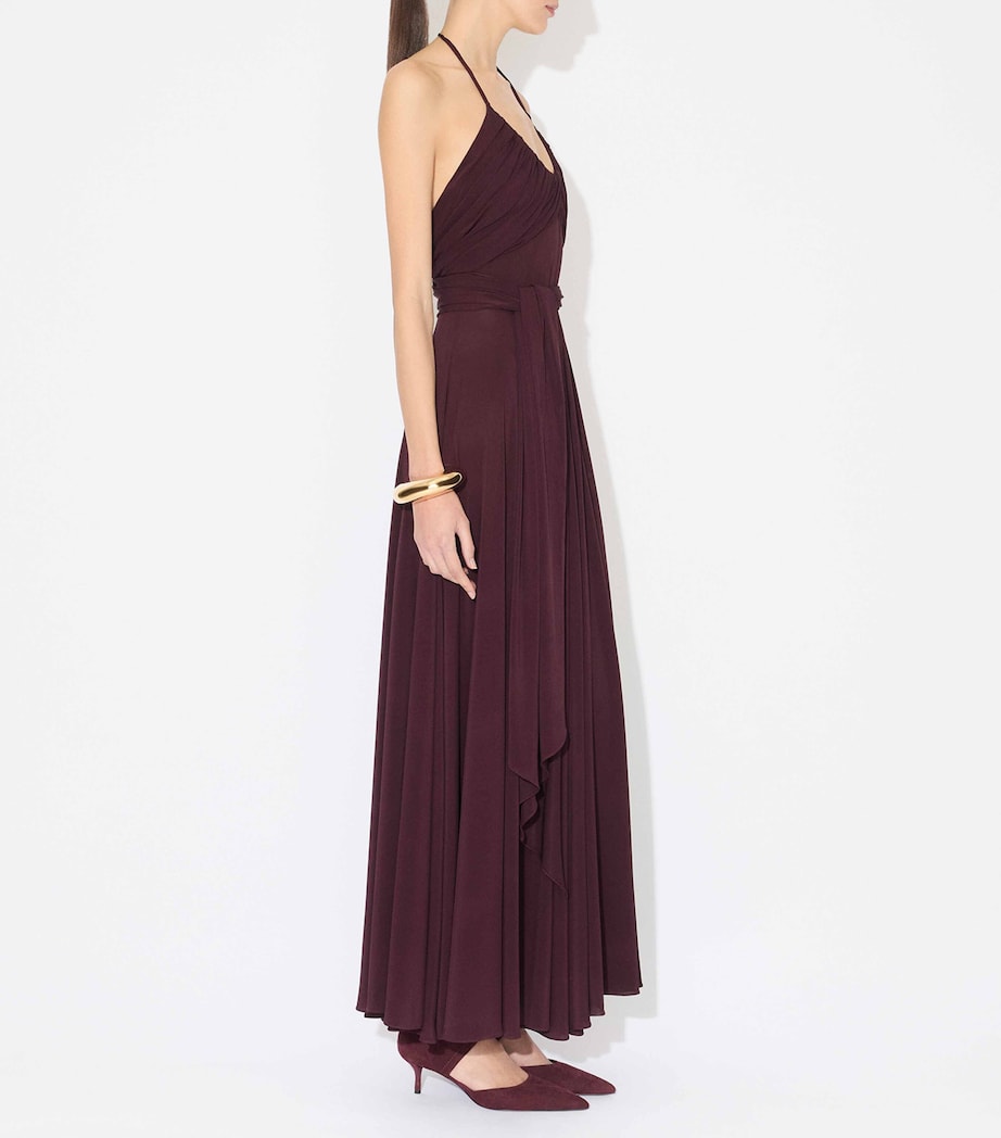 Halterneck Maxi Dress BORDEAUX Image 4