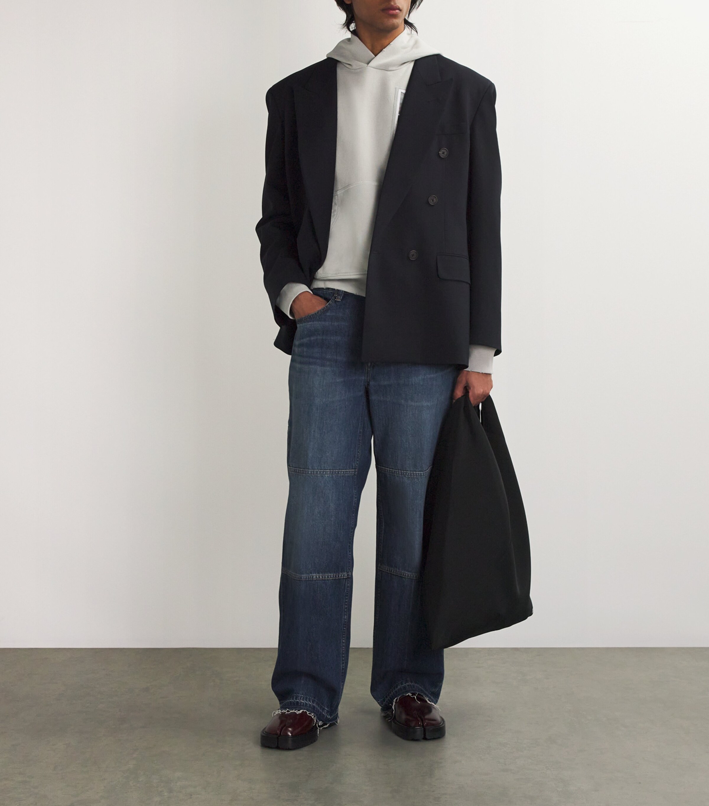 Helmut Lang Mens Cotton Postcard Print Hoodie Grey Image 2