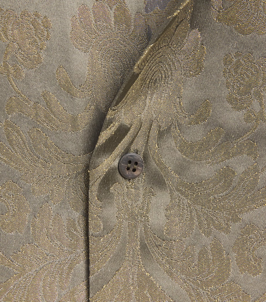 Metallic Jacquard Longline Shirt OLIVDARK Image 5