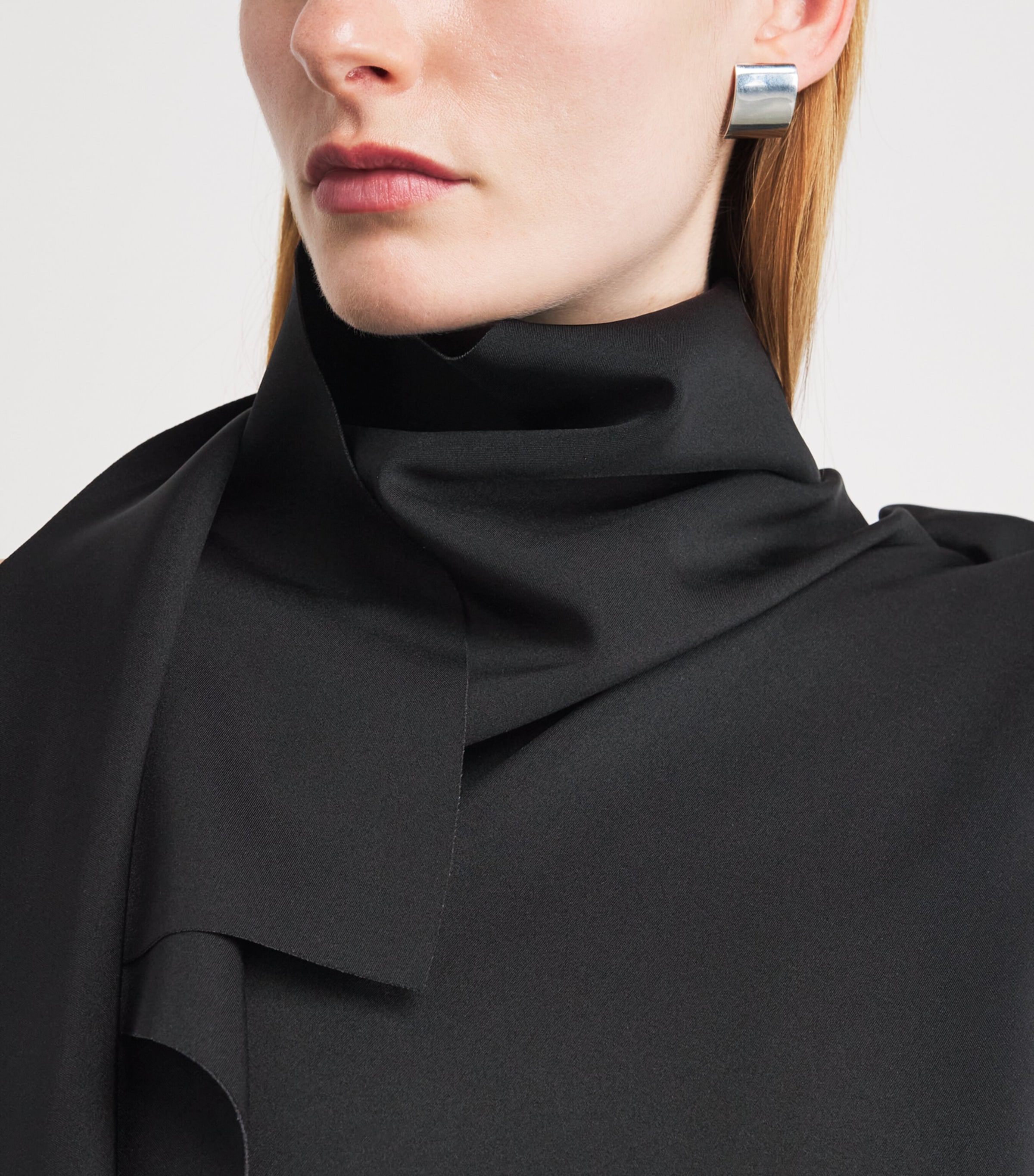 LOEWE Womens High-Neck Cape-Detail Dress Black Image 3