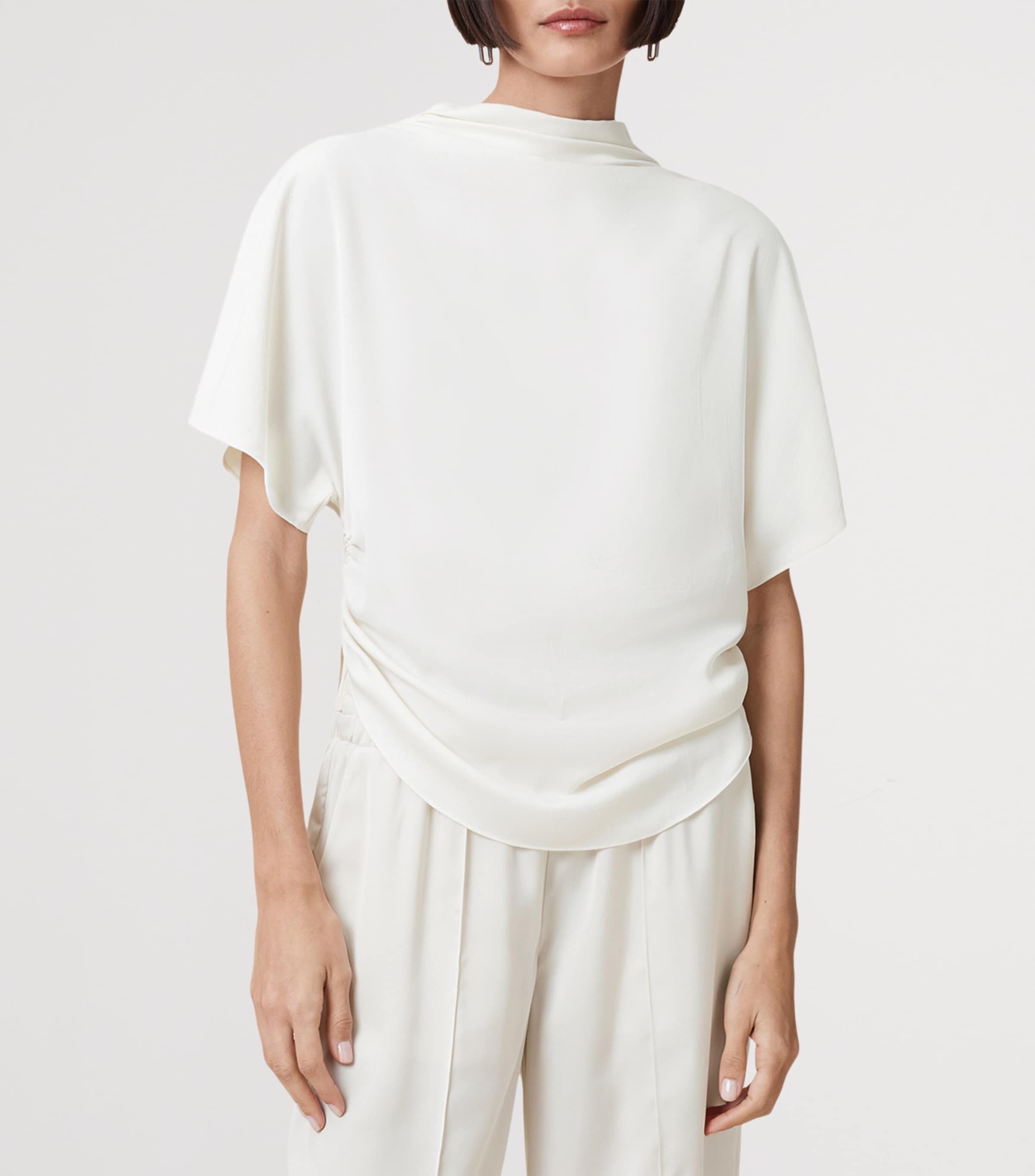 AllSaints Womens Leslie Draped Top Antique White Image 3