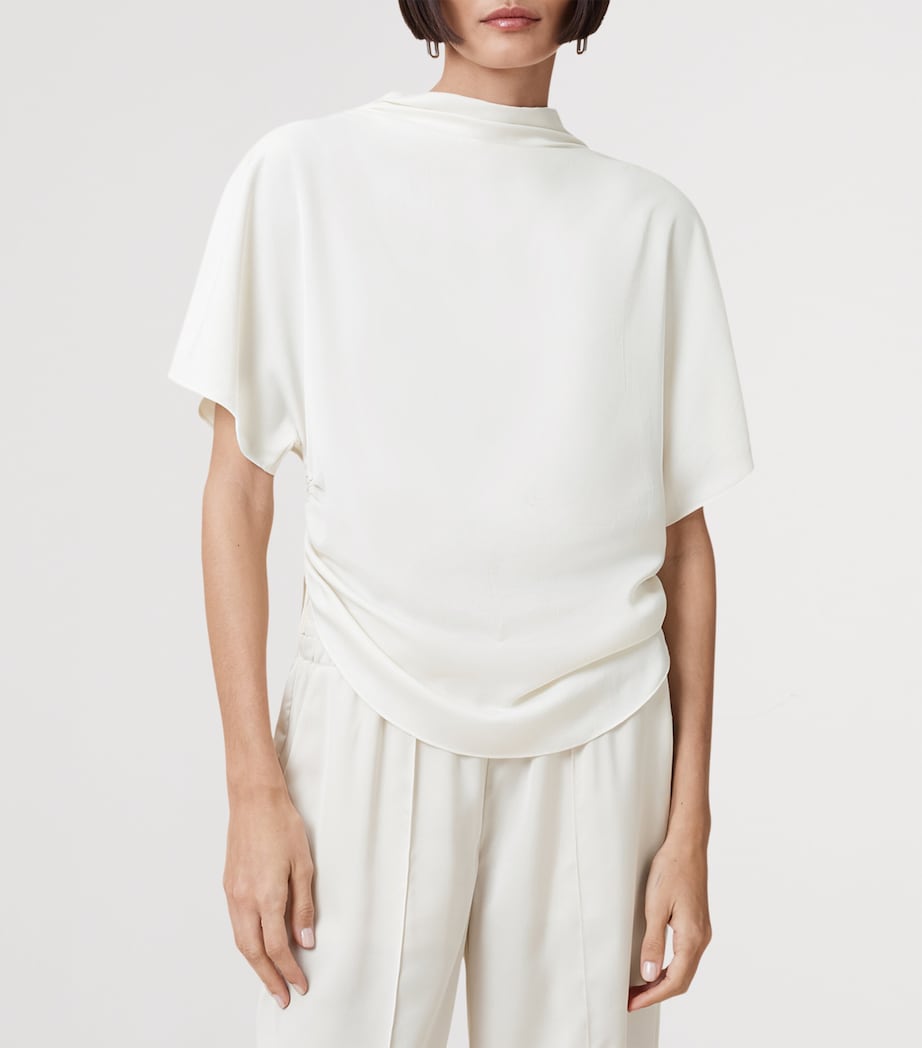 AllSaints Womens Leslie Draped Top Antique White Image 3