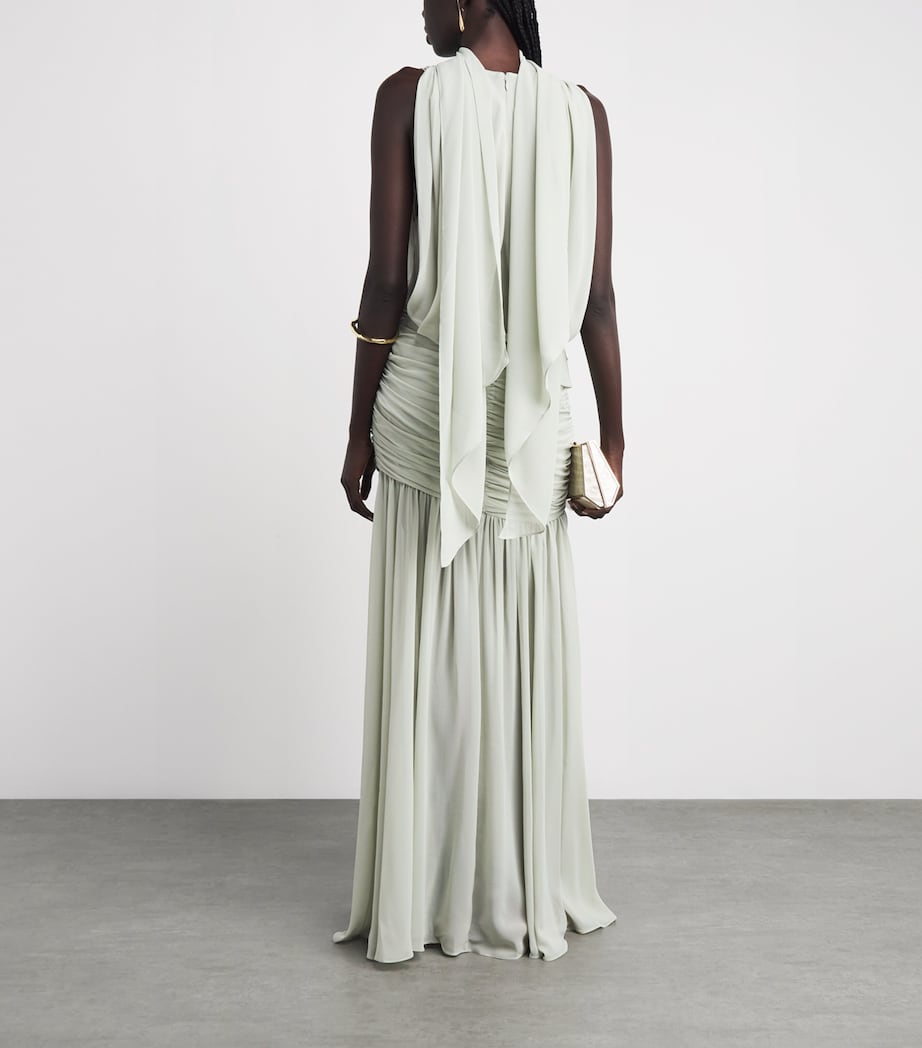 De La Vali Womens Chiffon Azul Maxi Dress Ice Green Image 4