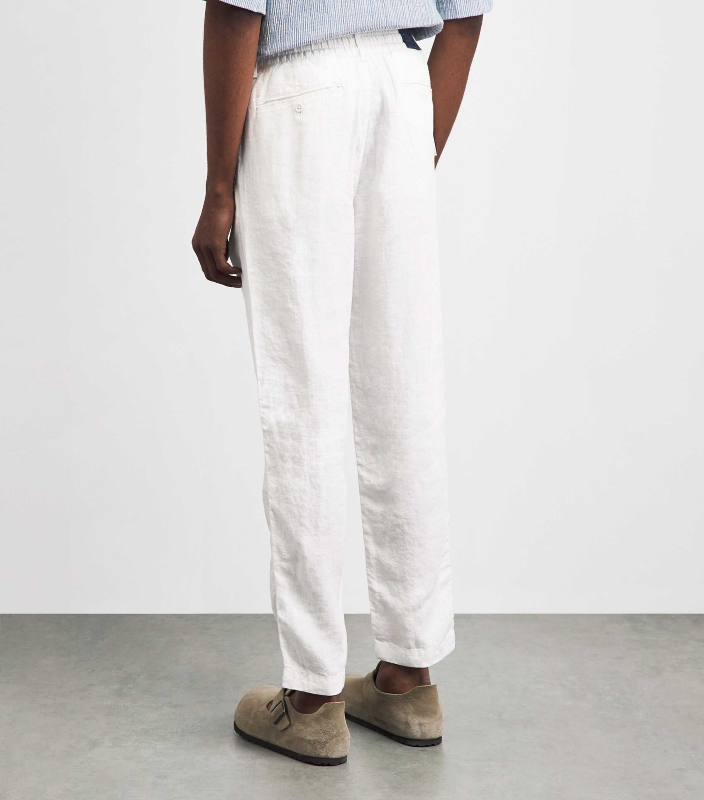 Polo Ralph Lauren Mens Linen Drawstring Prepster Trousers Ceramic White Image 5