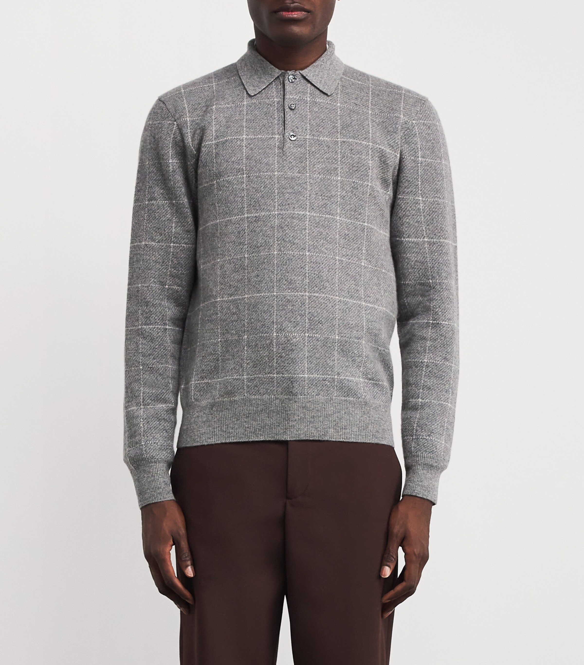 Cashmere Check Polo Shirt GREY MULTI Image 3