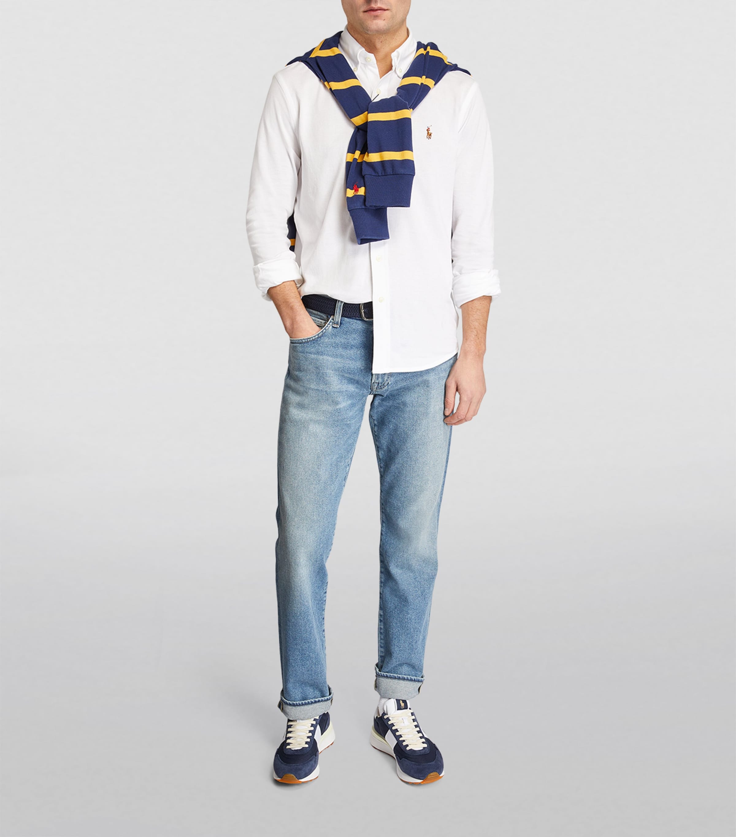 Polo Ralph Lauren Mens Cotton Mesh Oxford Shirt White Image 5
