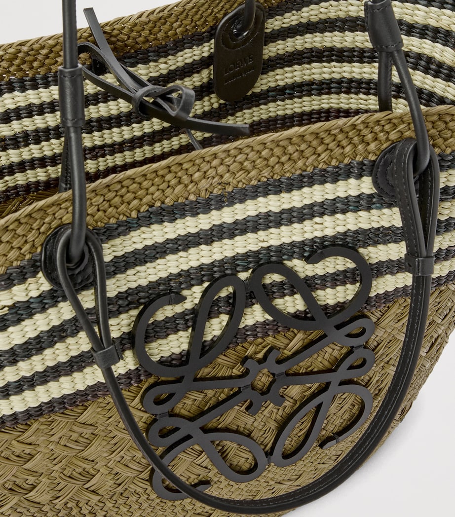 x Paula's Ibiza Medium Woven Anagram Basket Bag DARK KHAKI/BLACK Image 4