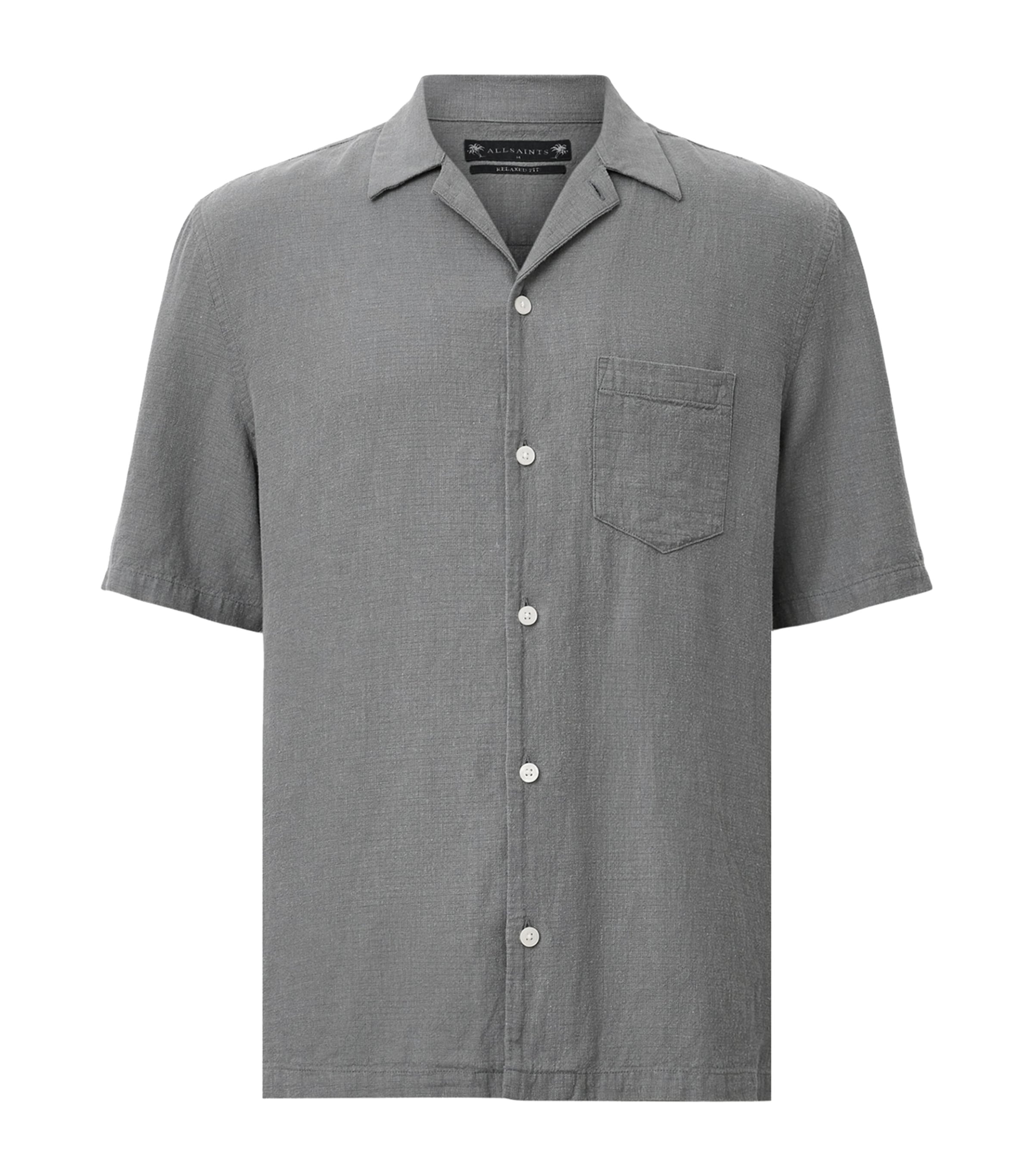 Allsaints Veda Short Sleeve Relaxed Fit Shirt In Grey
