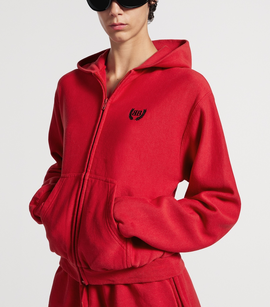 Cotton Embroidered Zip-Up Hoodie 6167 Image 5