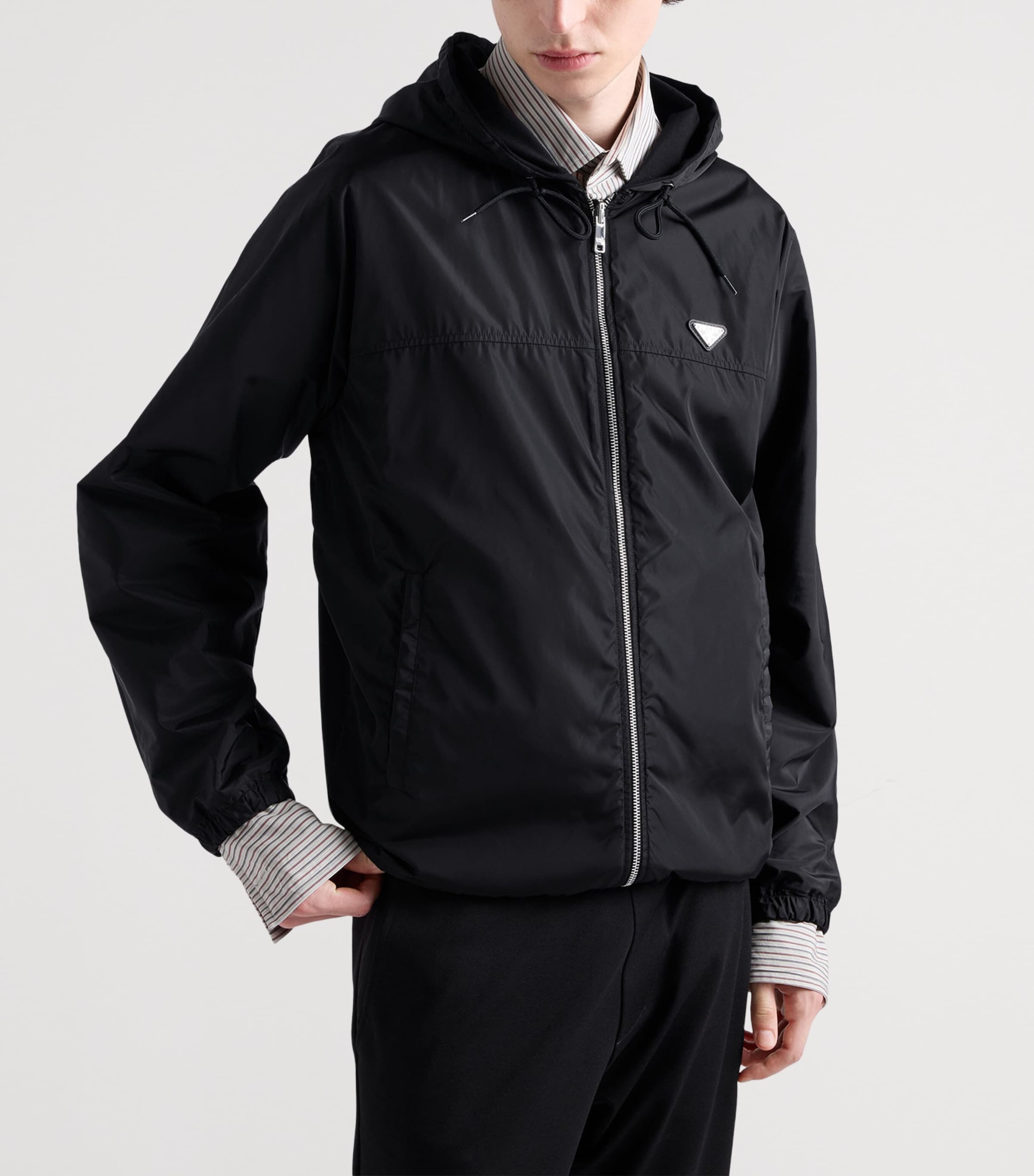 Prada Mens Technical Hooded Jacket Black Image 4