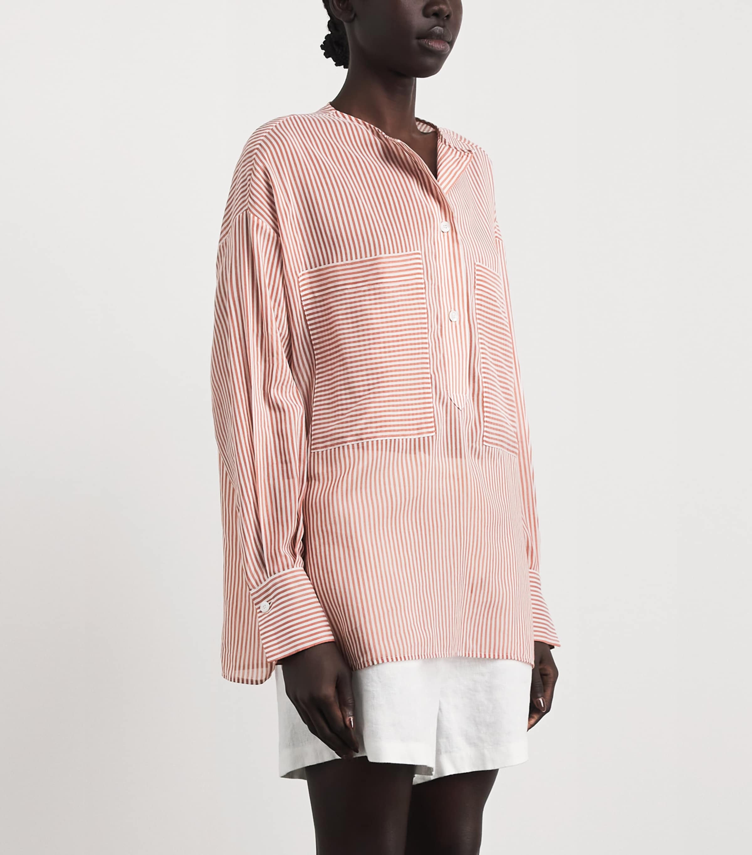 Eleventy Womens Cotton-Silk Oversized Shirt Lampone Image 4