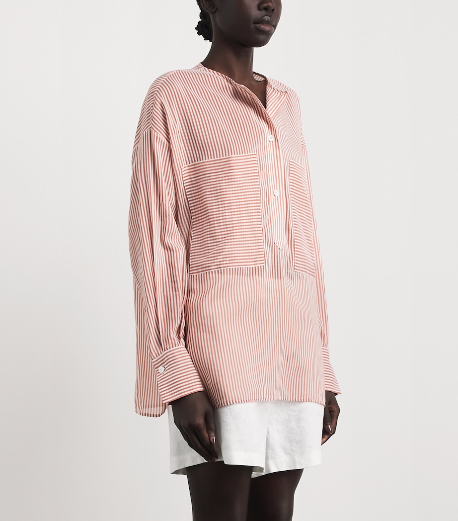 Eleventy Womens Cotton-Silk Oversized Shirt Lampone Image 4