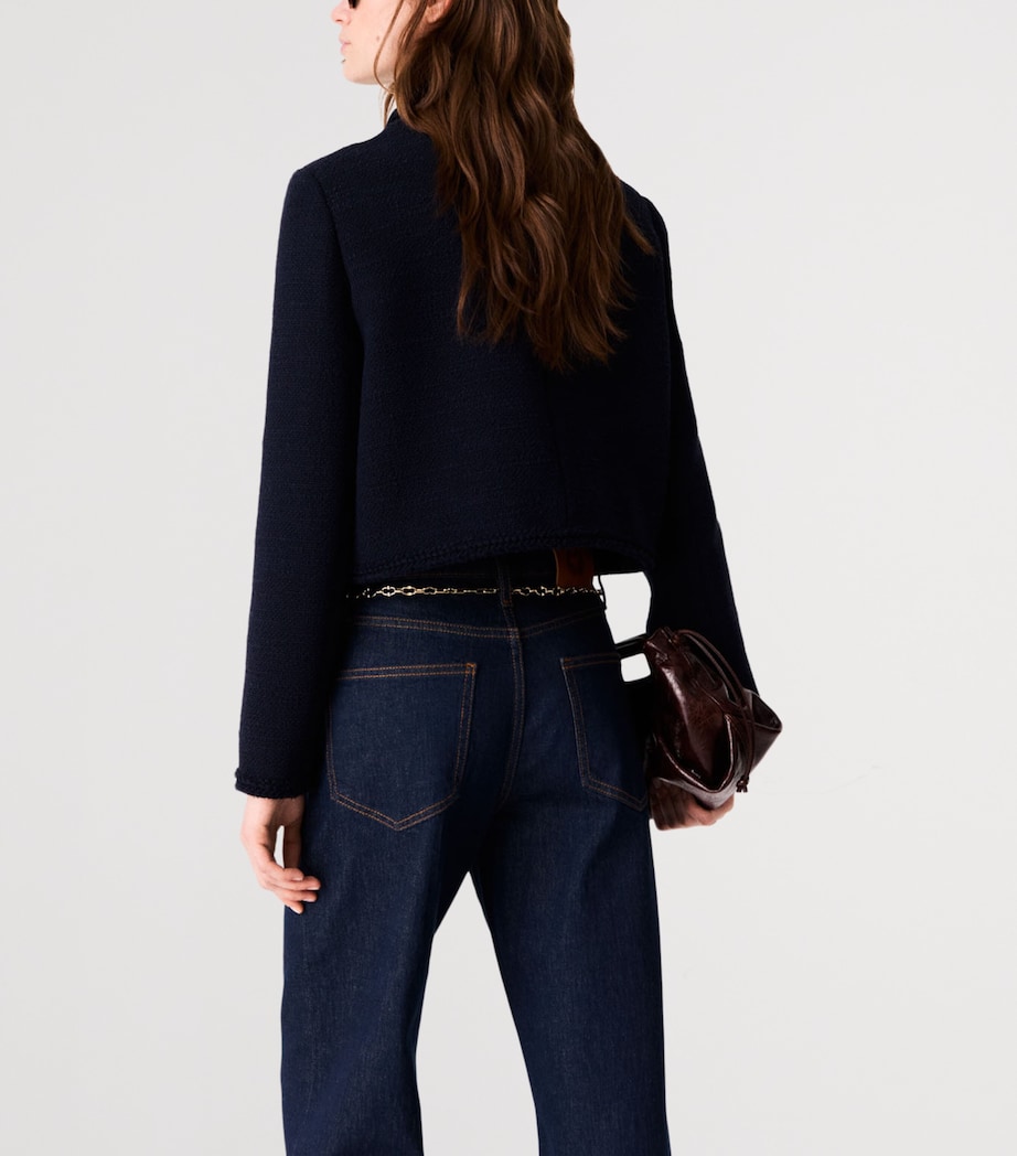 Maje Womens Tweed Cropped Jacket Navy Image 4