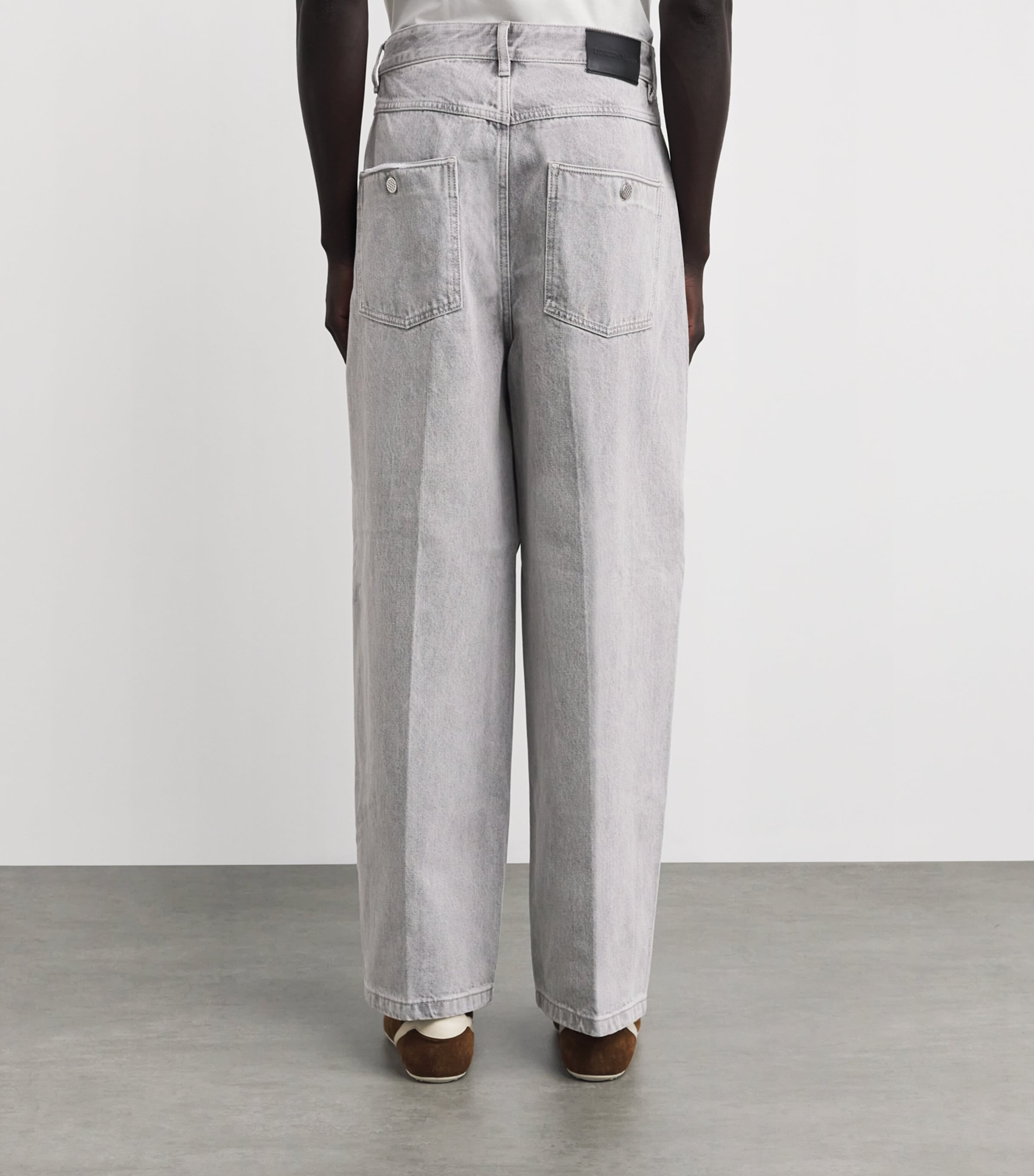 Emporio Armani Grey Baggy Twist Jeans | Harrods US