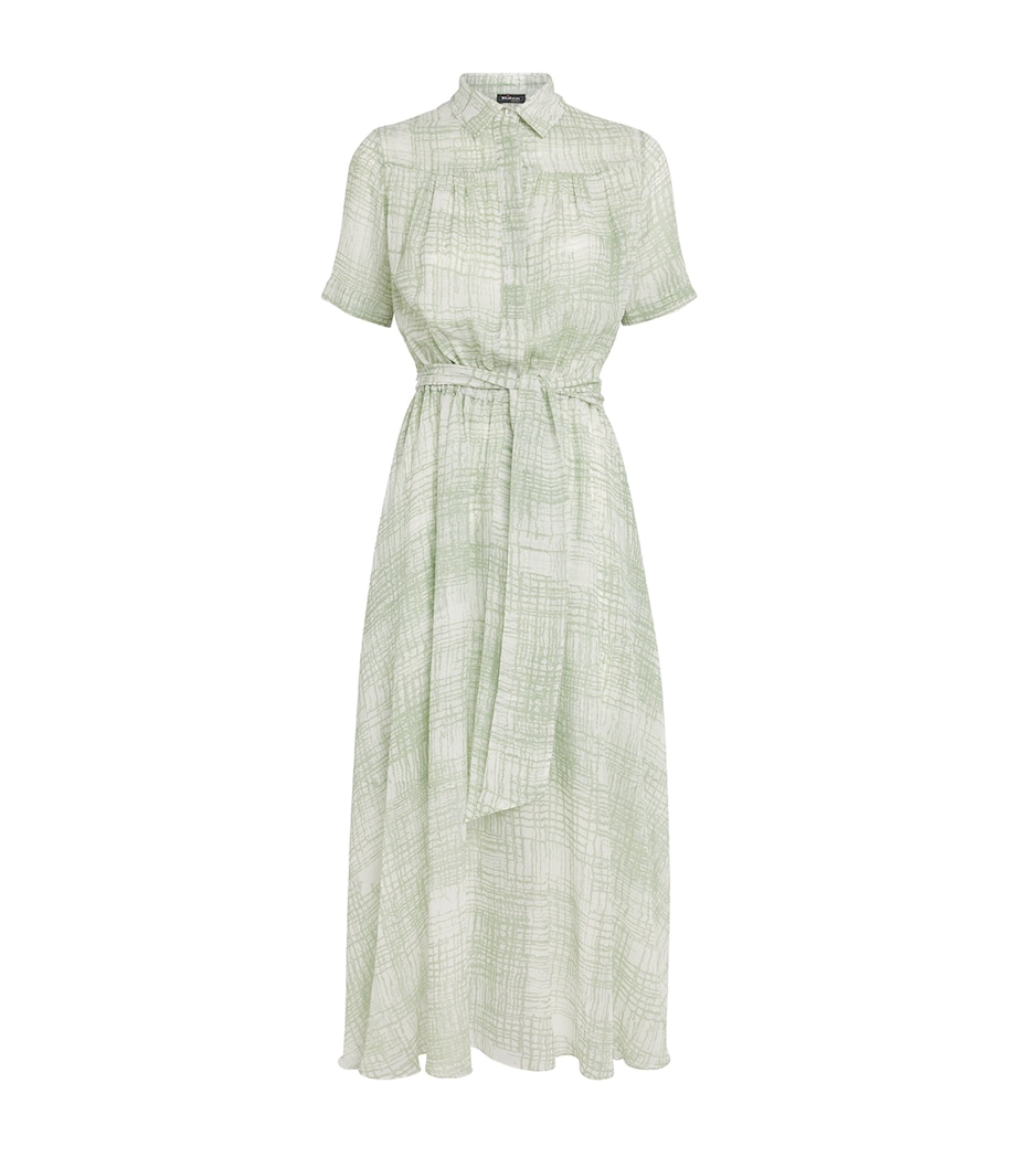 Kiton Womens Silk Printed Midi Shirt Dress Mint Green Image 1