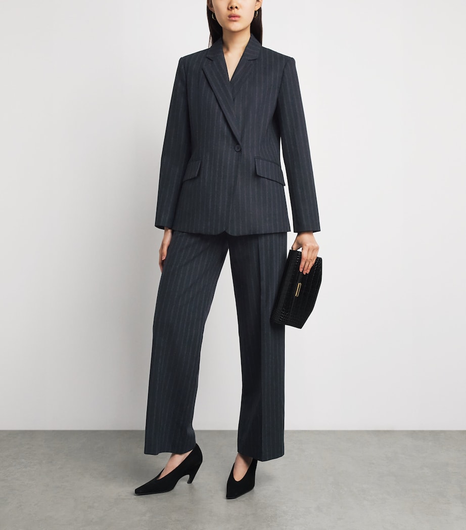 Claudie Pierlot Womens Wool Pinstripe Asymmetric Blazer Dual Color Image 2