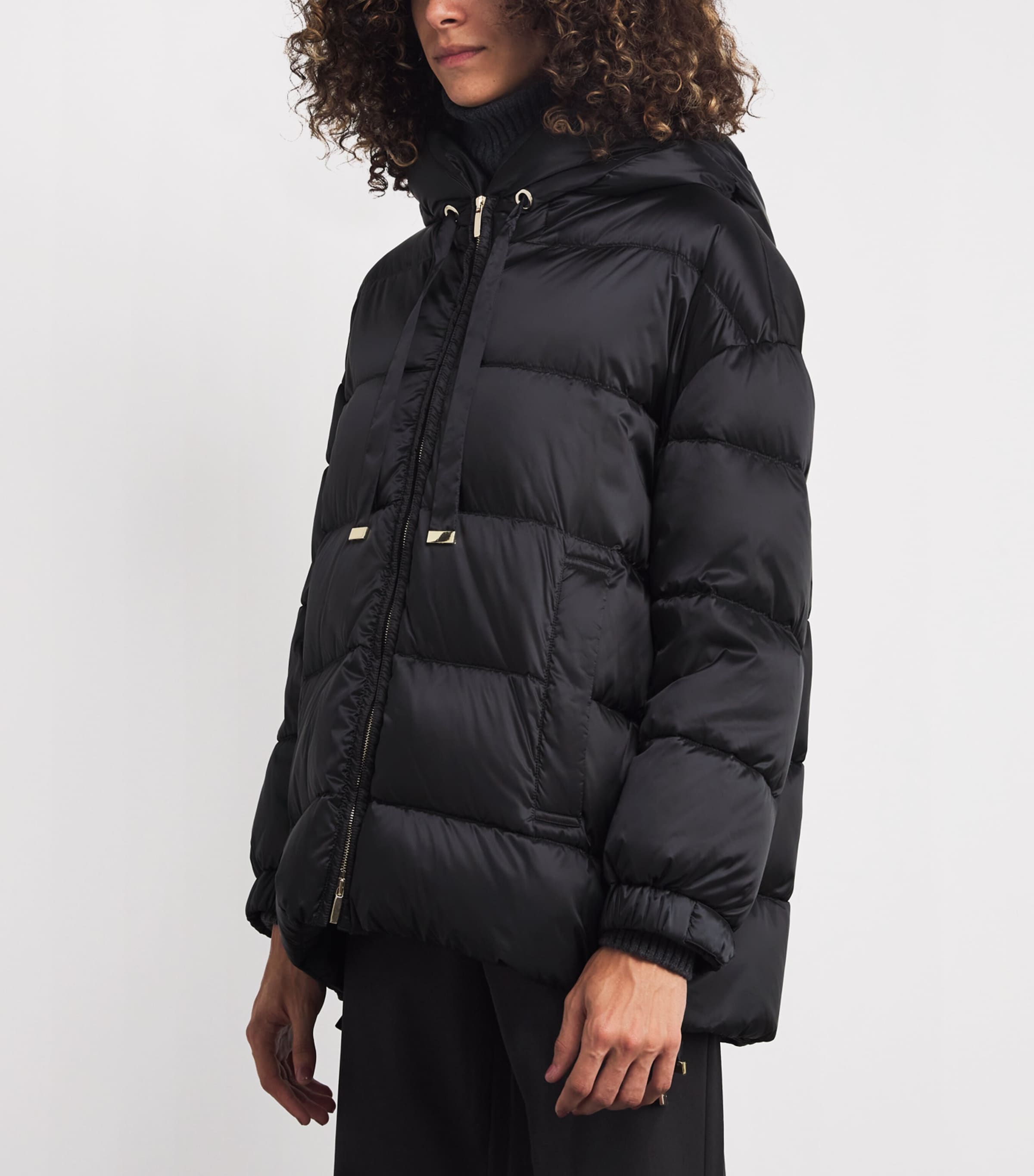 Water-Repellent Down Puffer Jacket BLACK Image 3
