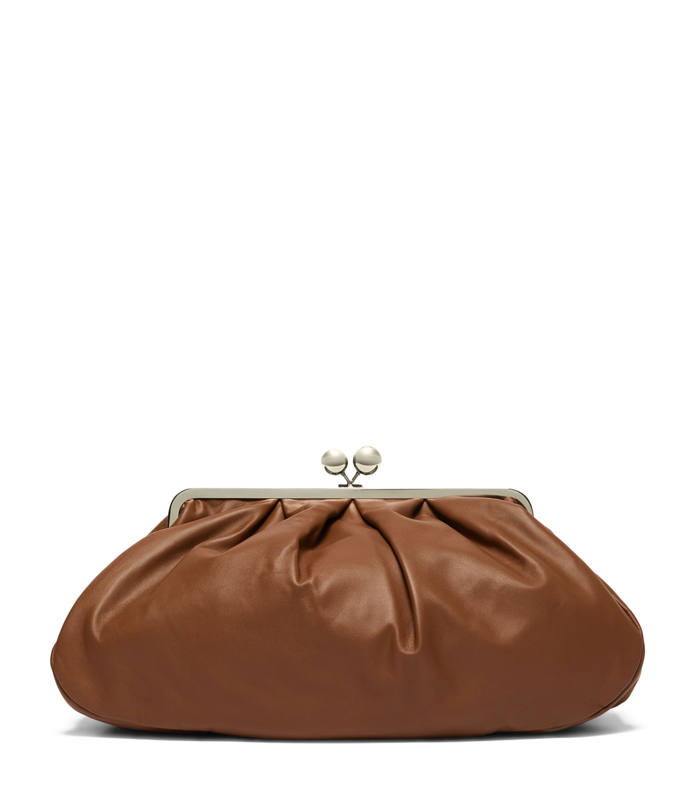 Weekend Max Mara Large Leather Pasticcino Clutch Bag Tobacco Image 1