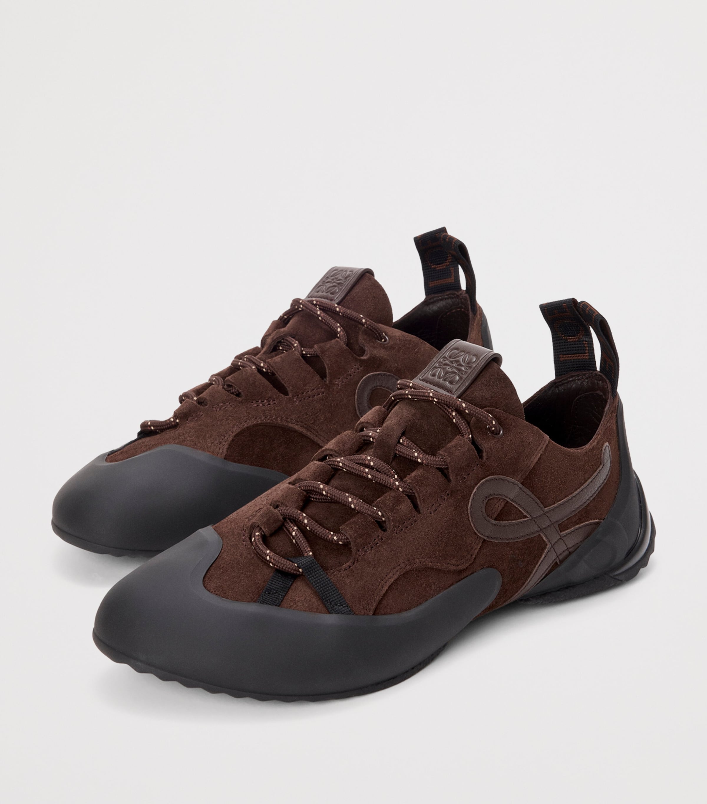 Split Leather Grip Sneakers DARK BROWN Image 3