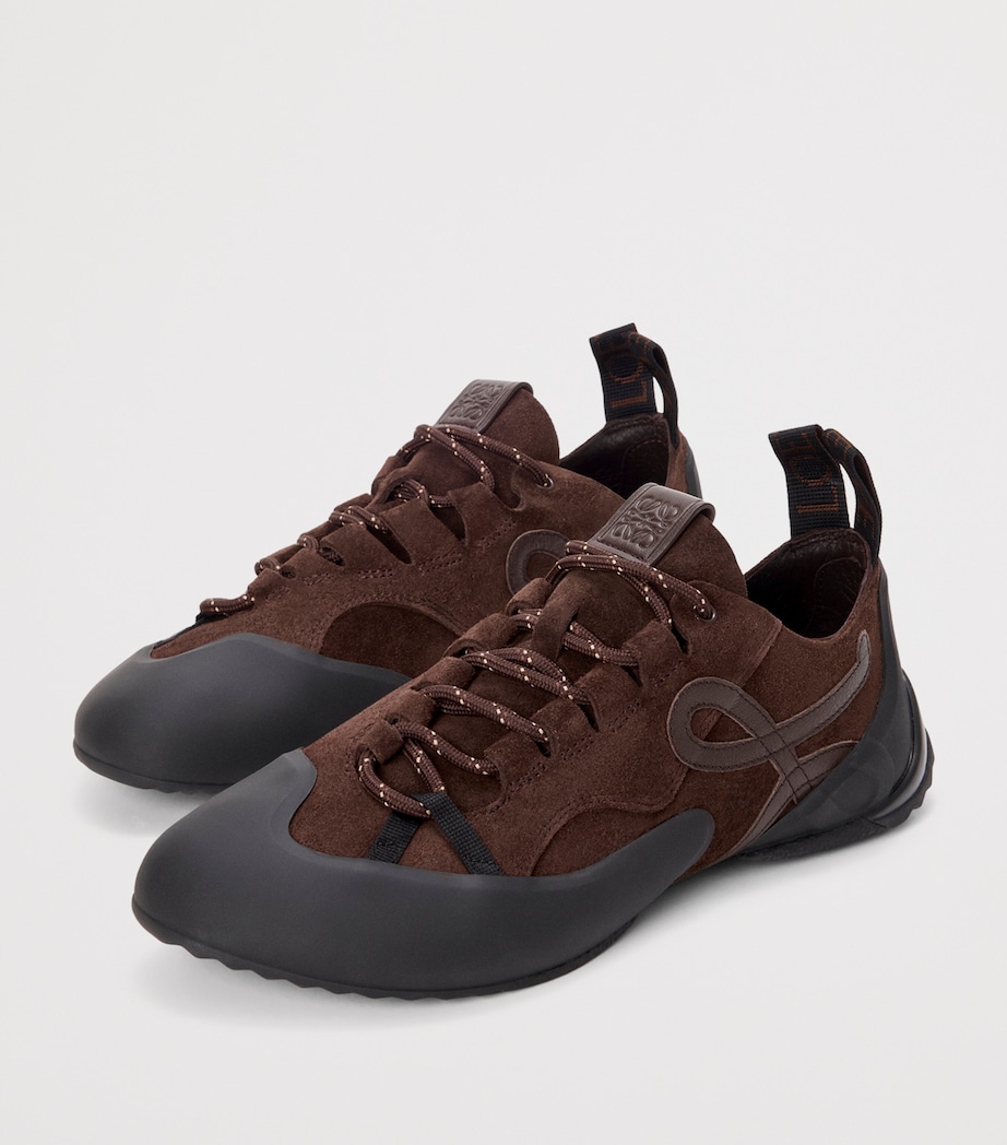 Split Leather Grip Sneakers DARK BROWN Image 3
