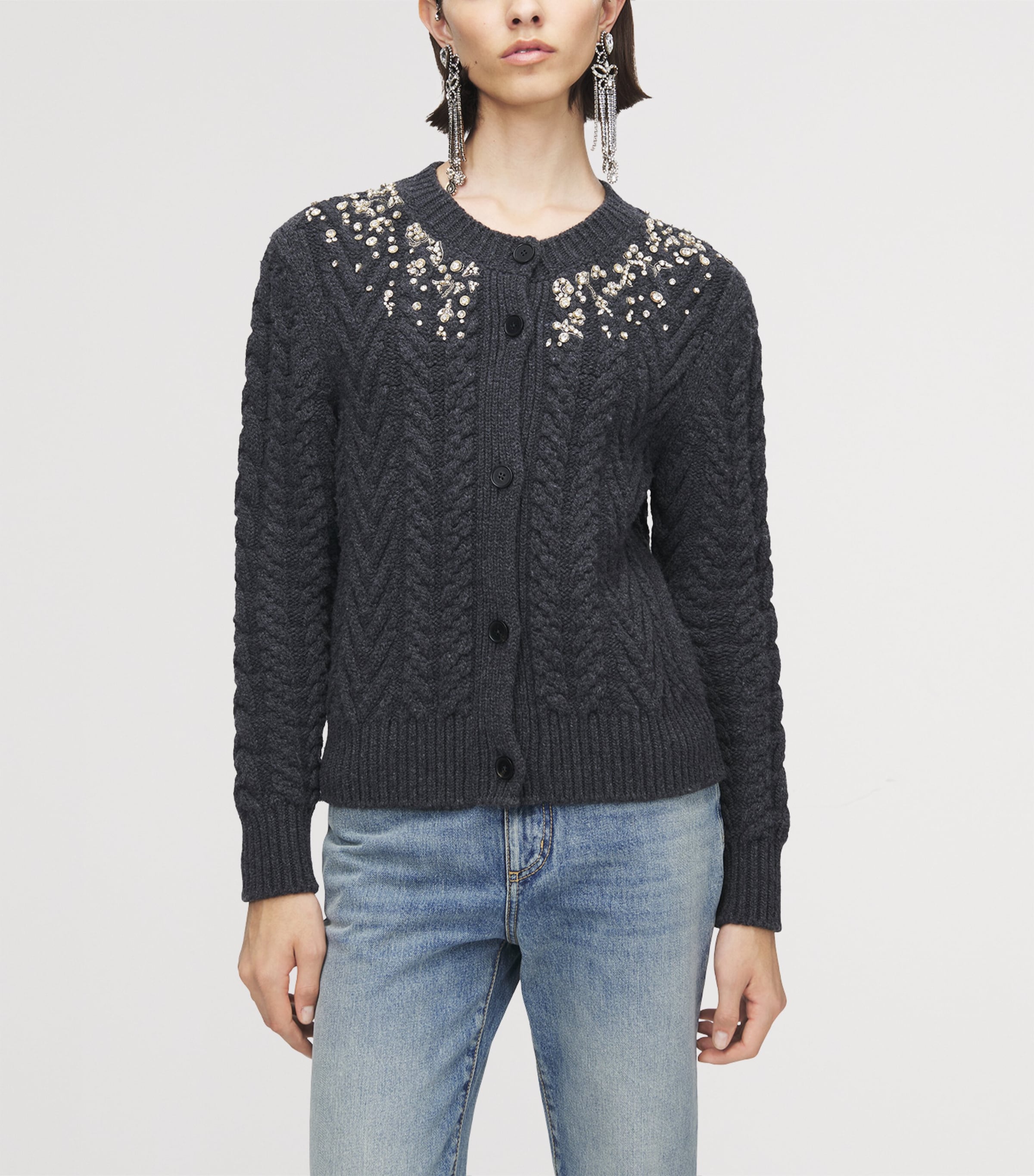 Wool-Cashmere Embellished Cardigan 1391 Image 5
