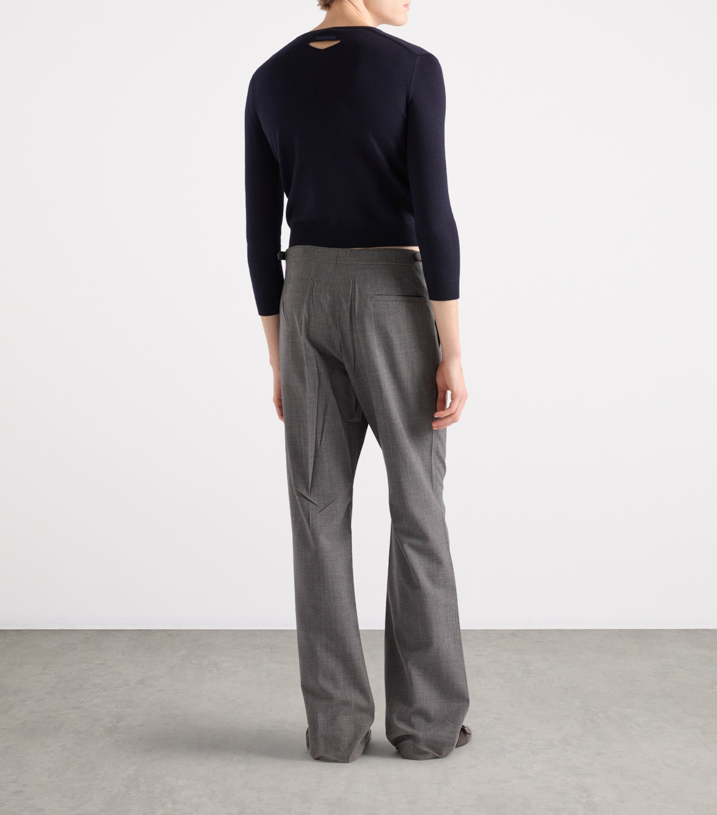 Prada Blue Wool V-Neck Cut-Out Sweater | Harrods UK