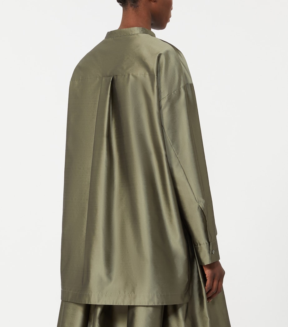 Max Mara Womens Satin Oversized Shirt Sage Green Image 3