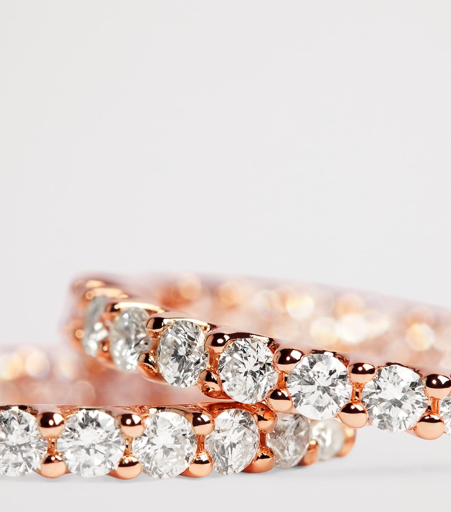 Medium Rose Gold and Diamond Hoop Earrings (1.25ctw) ROSE GOLD Image 5