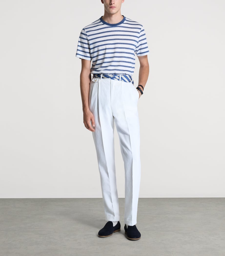 Dunhill Mens Linen-Cotton Stripe T-Shirt Image 2