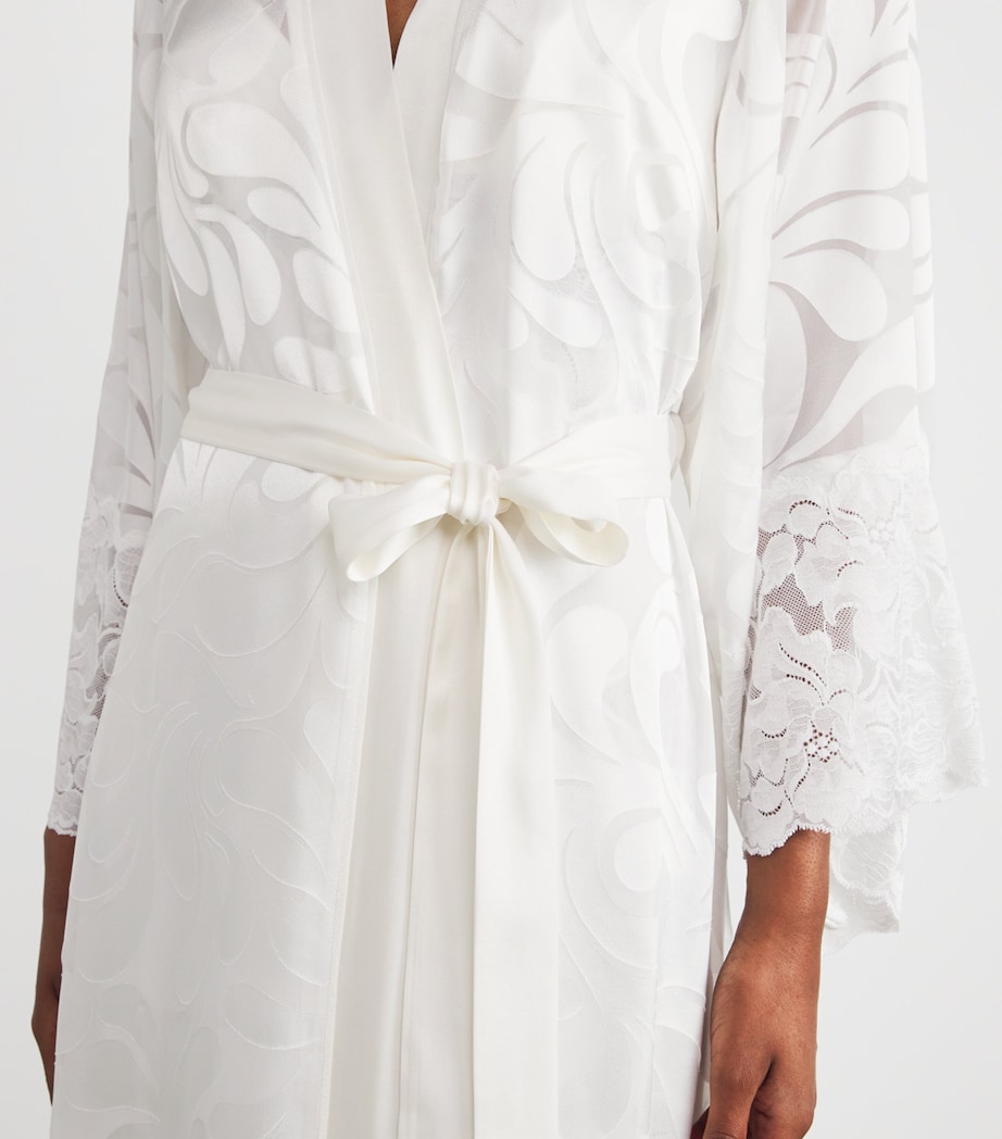 Lace-Trim Charlotte Long Robe WHITE Image 6