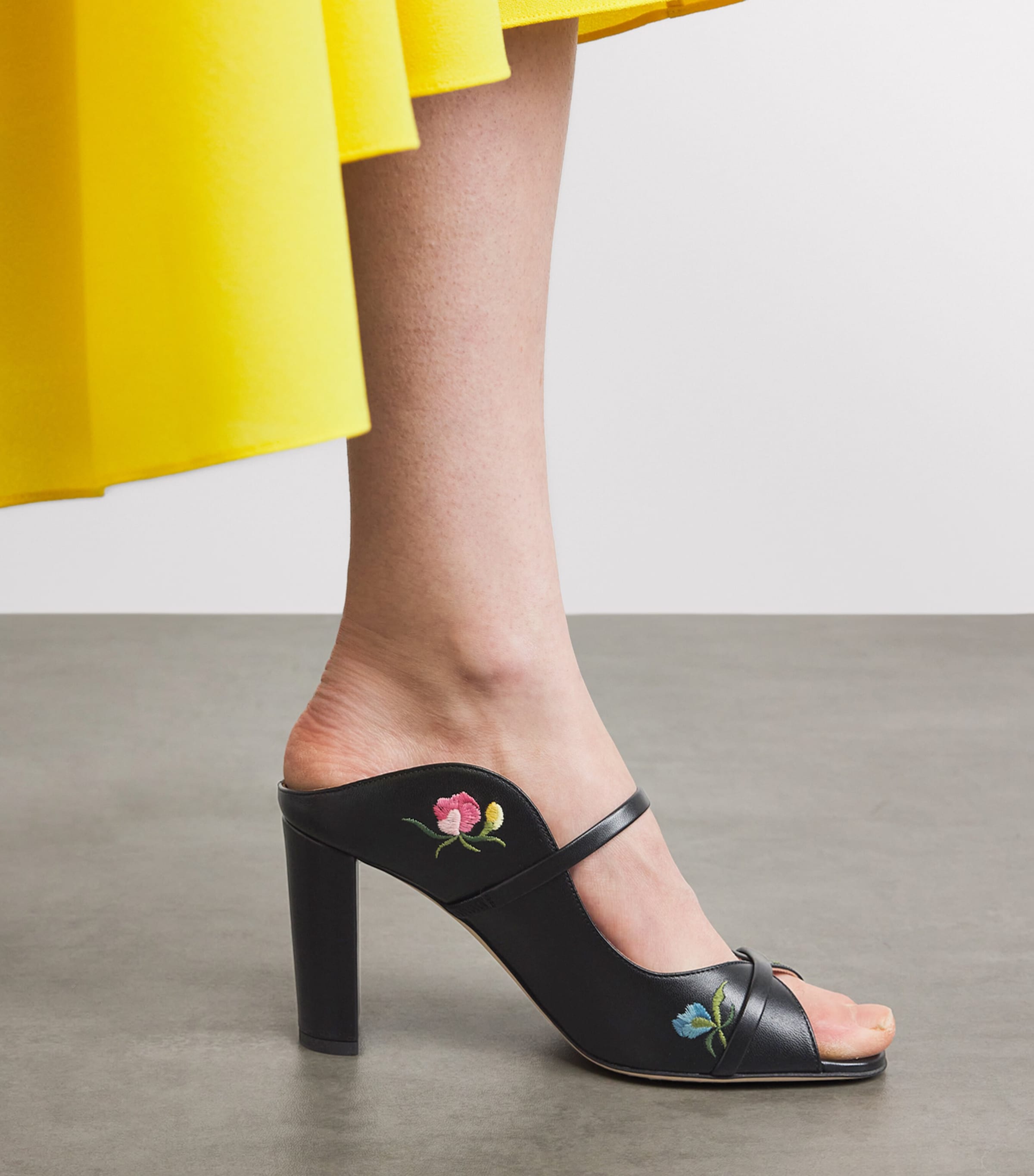 Malone Souliers Leather Embroidered Norah Sandals 85 Black Image 4