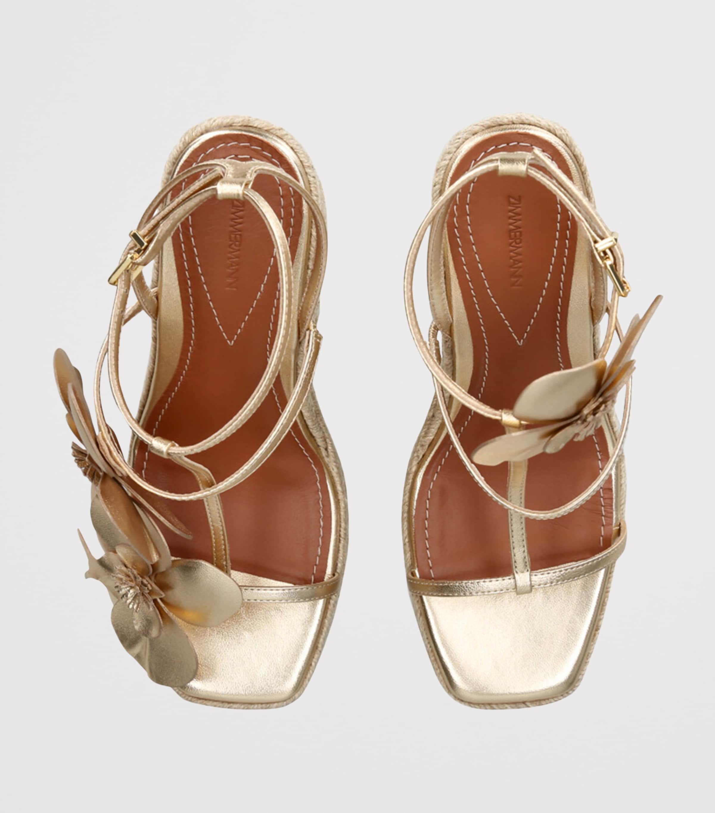 送料込/関税込■ZIMMERMANN■Orchid 110 レザーウェッジサンダル Zimmermann Leather Orchid Wedges 110 | Harrods US