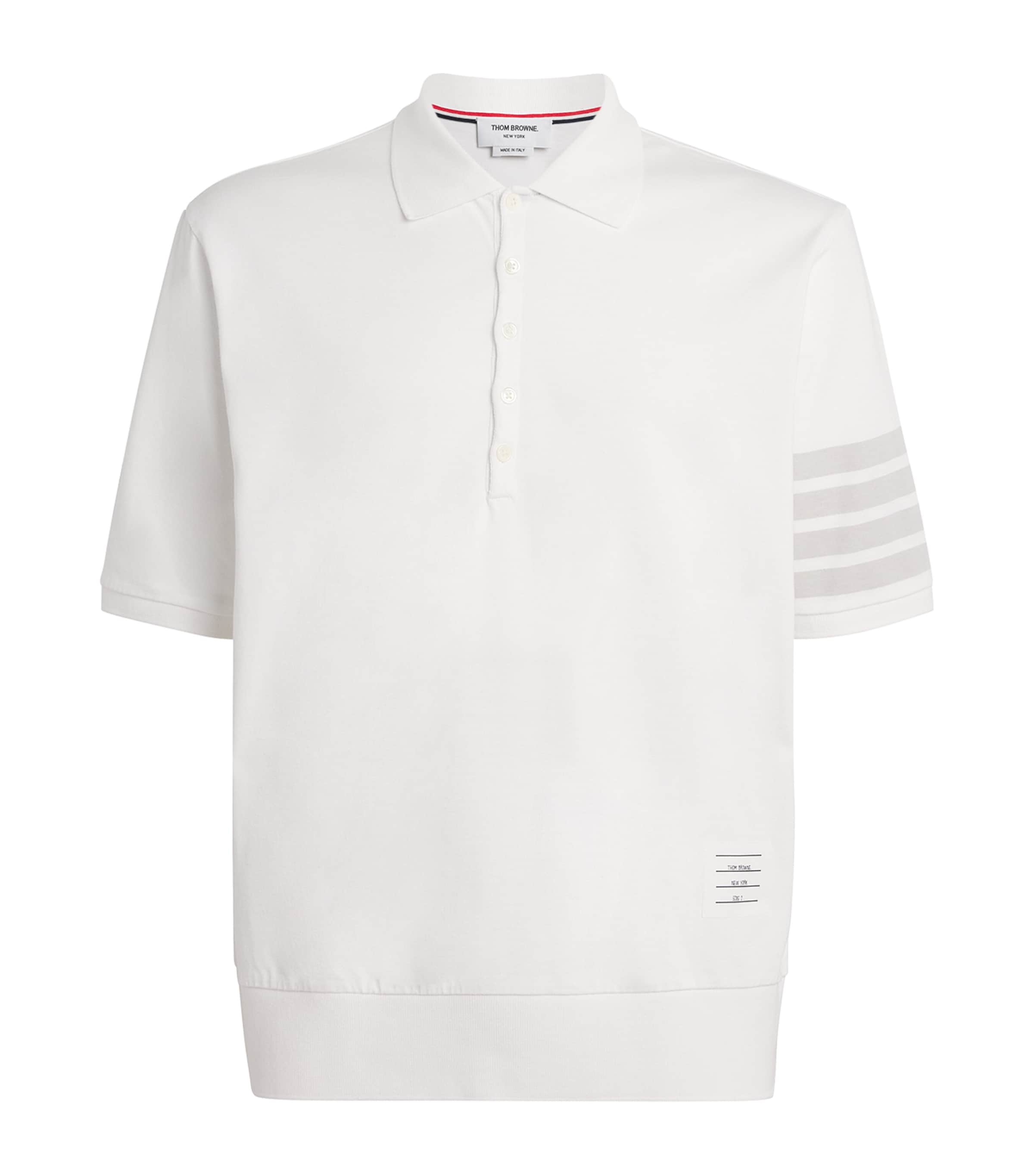 Thom Browne Mens Cotton 4-Bar Polo Shirt White Image 1