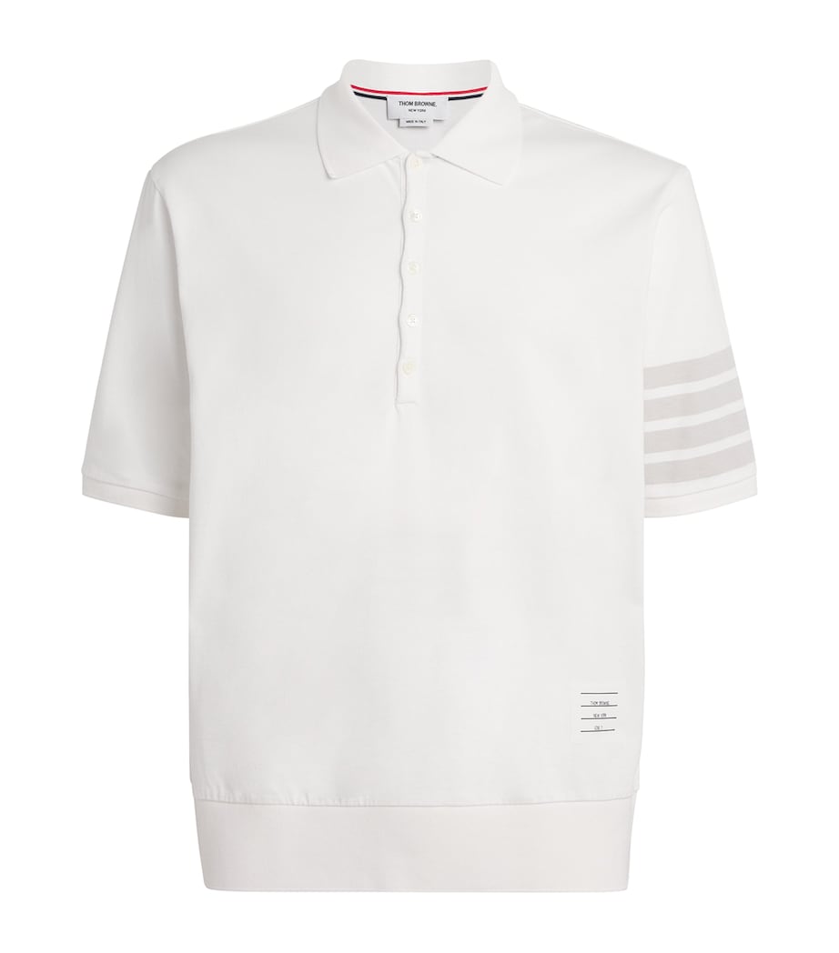 Thom Browne Mens Cotton 4-Bar Polo Shirt White Image 1
